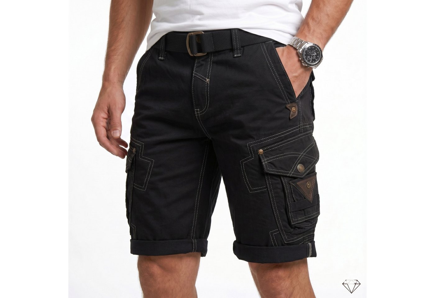 Geographical Norway Cargoshorts Herrenshorts mit Gürtel Größe S bis 5XL