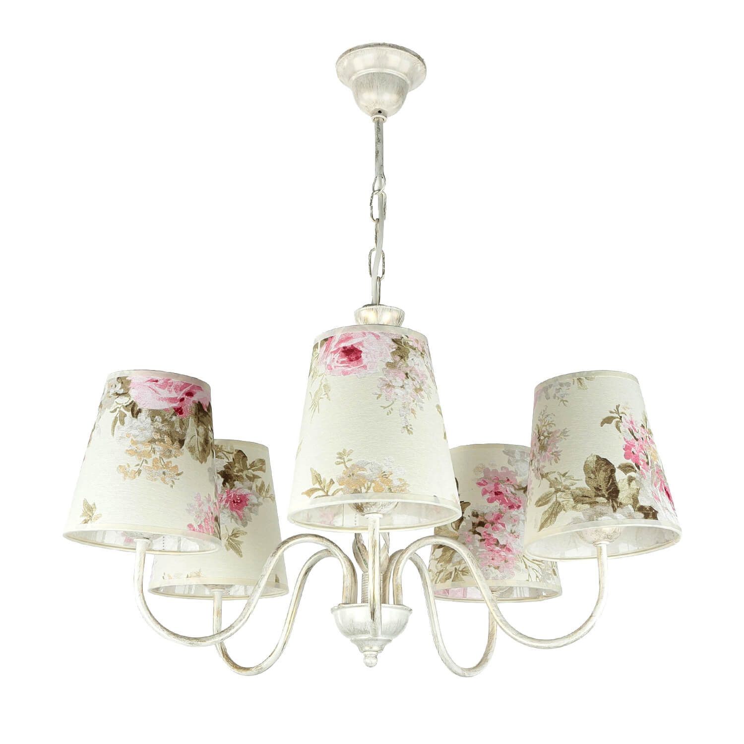 Licht-Erlebnisse Люстры LOREN, ohne Leuchtmittel, Pendelleuchte Esstisch Weiß Shabby Chic Stoffschirm Pendelleuchte