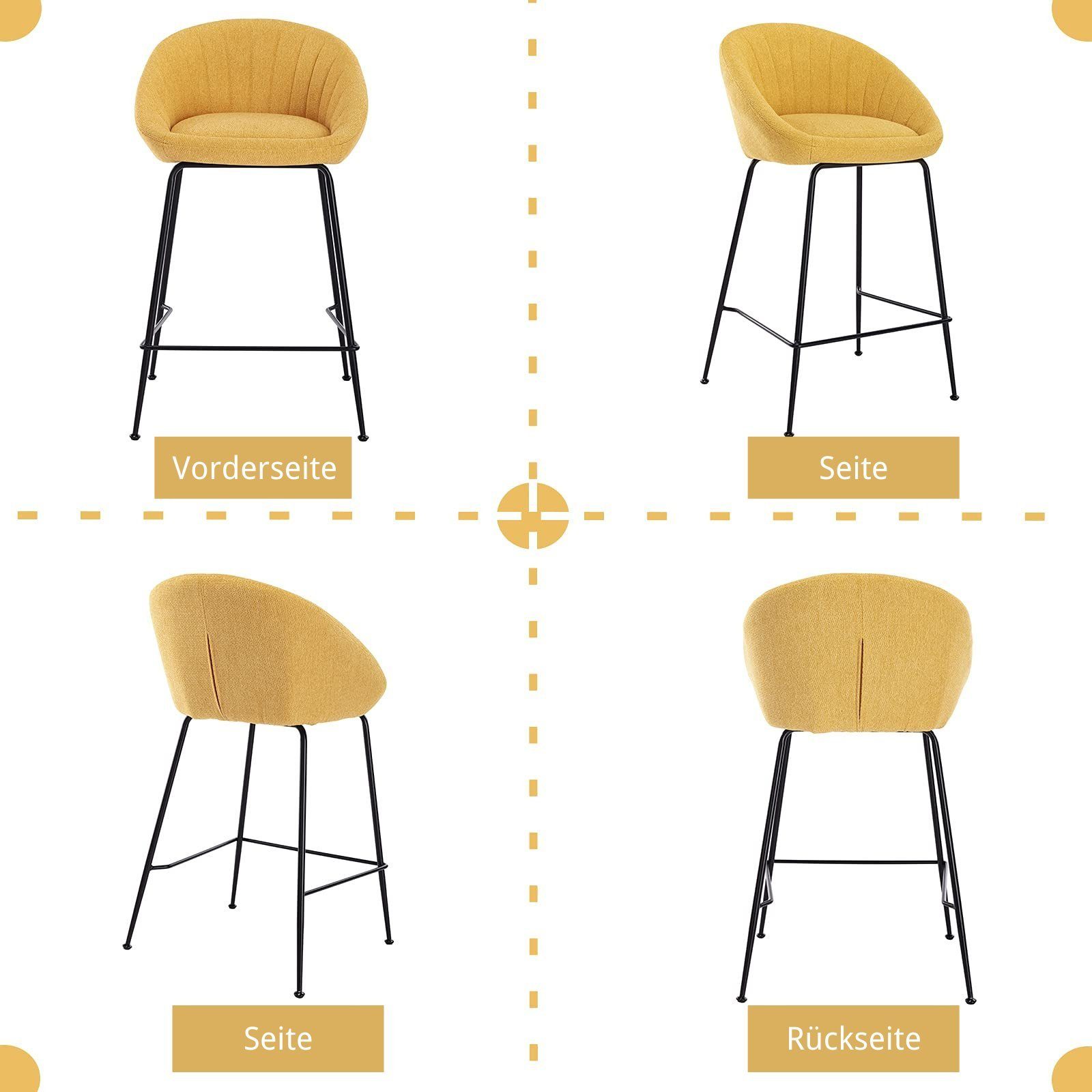 WAHSON OFFICE CHAIRS Barhocker 2er Set Barstuhl aus Stoff Tresenhocker