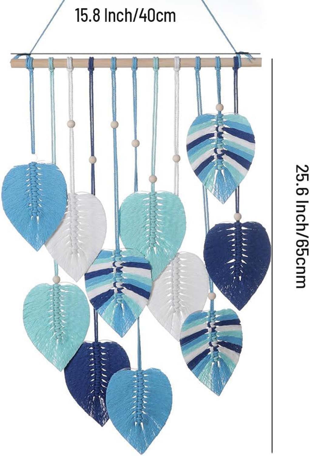 Diwzbyn Hängedekoration Blatt Makramee Wandbehang, Boho Raumdekor – Bild 2 von 5