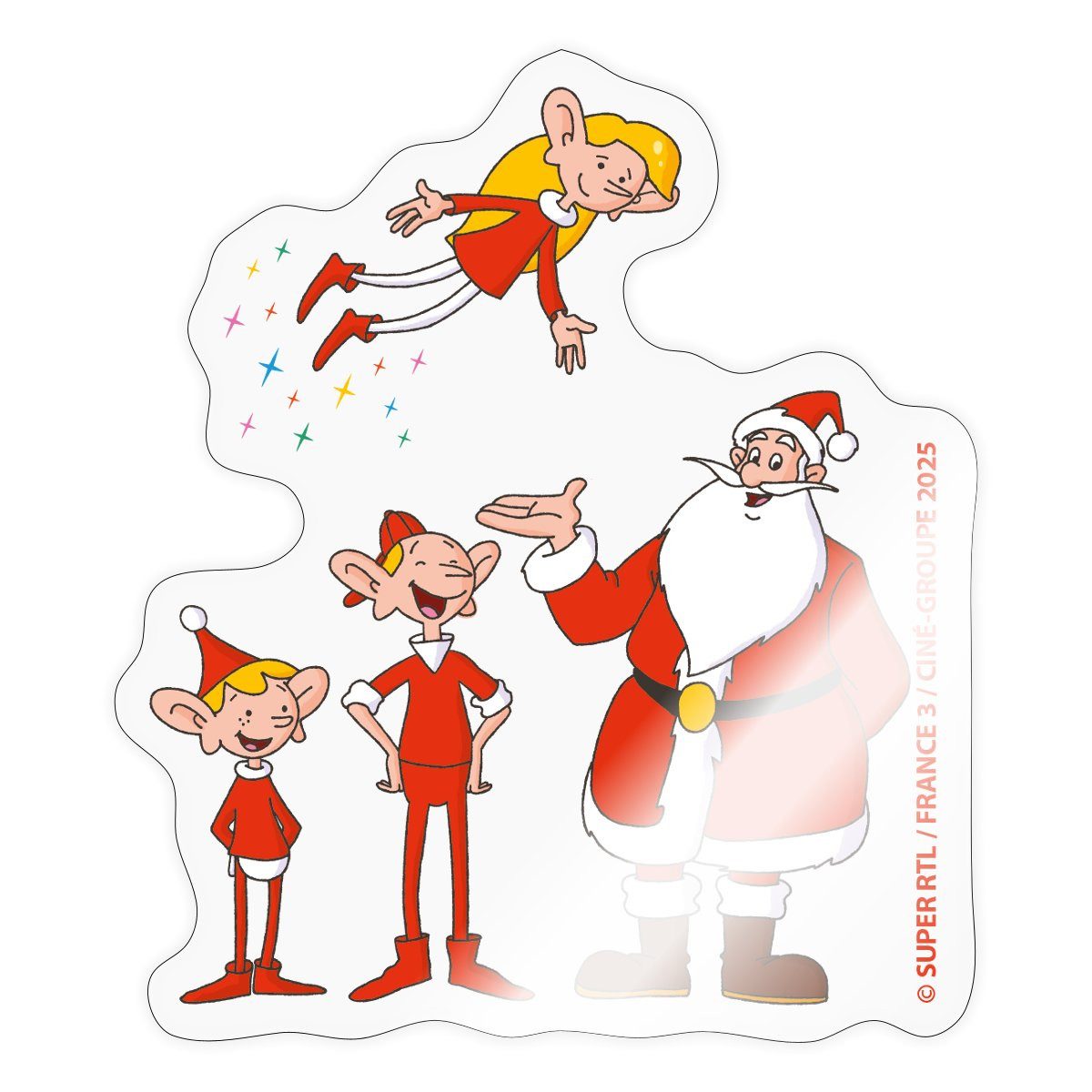 Spreadshirt Aufkleber Weihnachtsmann & Co. KG Weihnachtsmann Mit Elfen Sticker Aufkleber