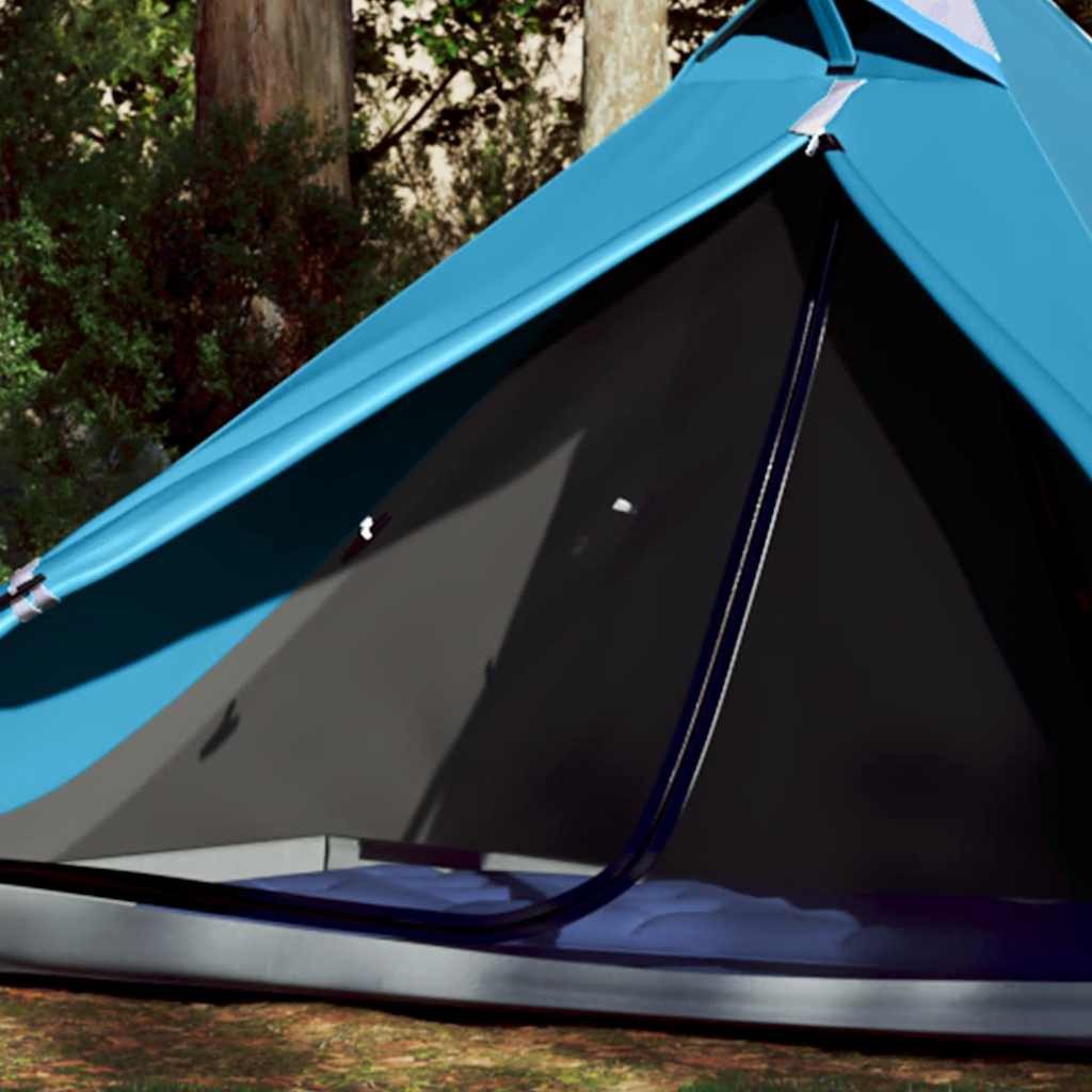 furnicato Faltzelt Campingzelt Tipi 255x153x130 cm Blau, (1 tlg), Wetterfestes Einzelzelt mit E-Anschluss und abnehmbarem Überzelt