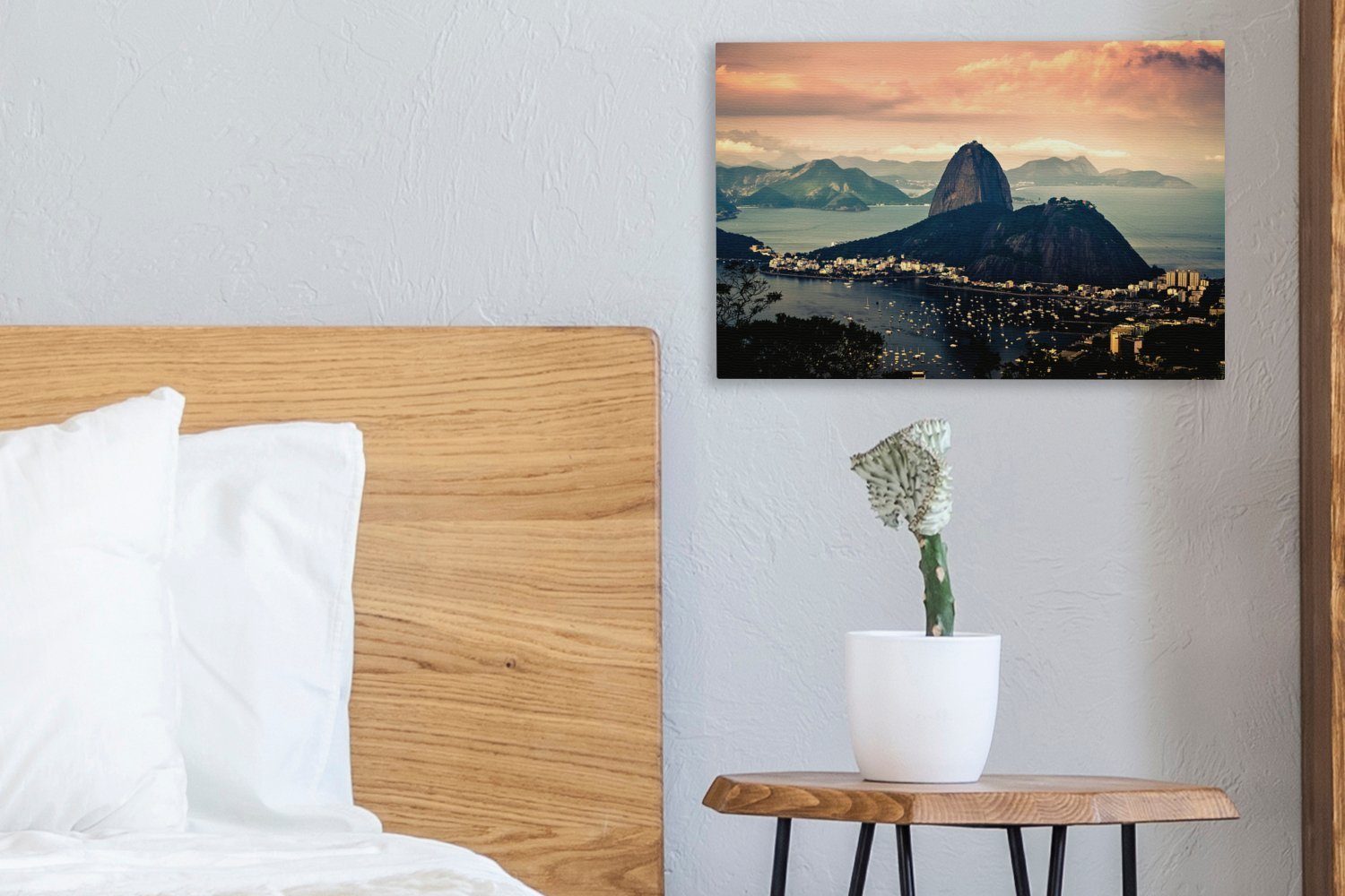 Aufhängefertig, Sugarloaf Luftaufnahme Mountain cm des Brasilien., Wanddeko, in Leinwandbild (1 OneMillionCanvasses® St), 30x20 Wandbild Leinwandbilder,