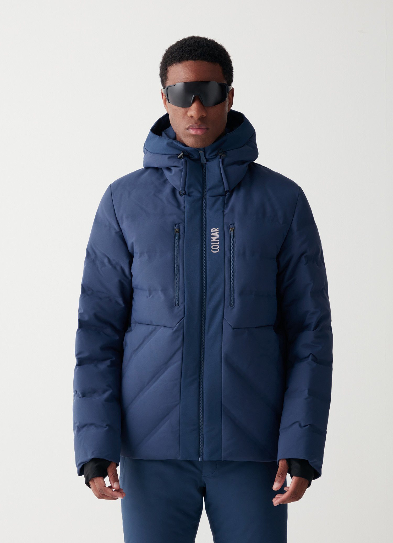Skijacke 5-lagig mit Daunenfüllung (wattiert, wasserdicht, atmungsaktiv) blau