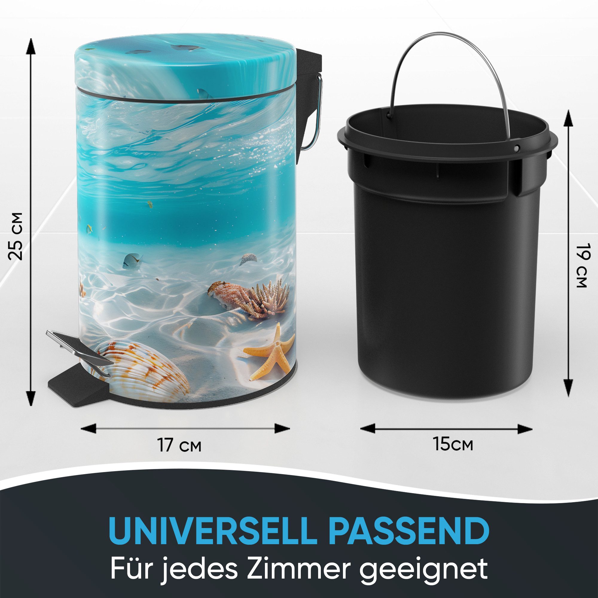Sanilo Kosmetikeimer mit Motiv, viele schöne Bad Mülleimer zur Auswahl, 3 Liter, Abfalleimer mit Absenkautomatik & Innenbehälter
