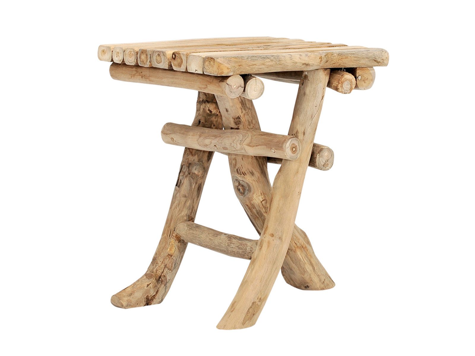 Villa Möbel Beistelltisch Barney (Packung, 1-St., 1 St. Beistelltisch), Hocker für draußen Teakholz kompakt wetterfest flexibel