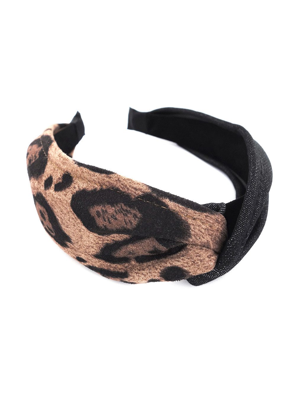 axy Haarreif Breiter Haarreif mit Leoparden Muster und Jeans Stoff, Klassik günstig online kaufen