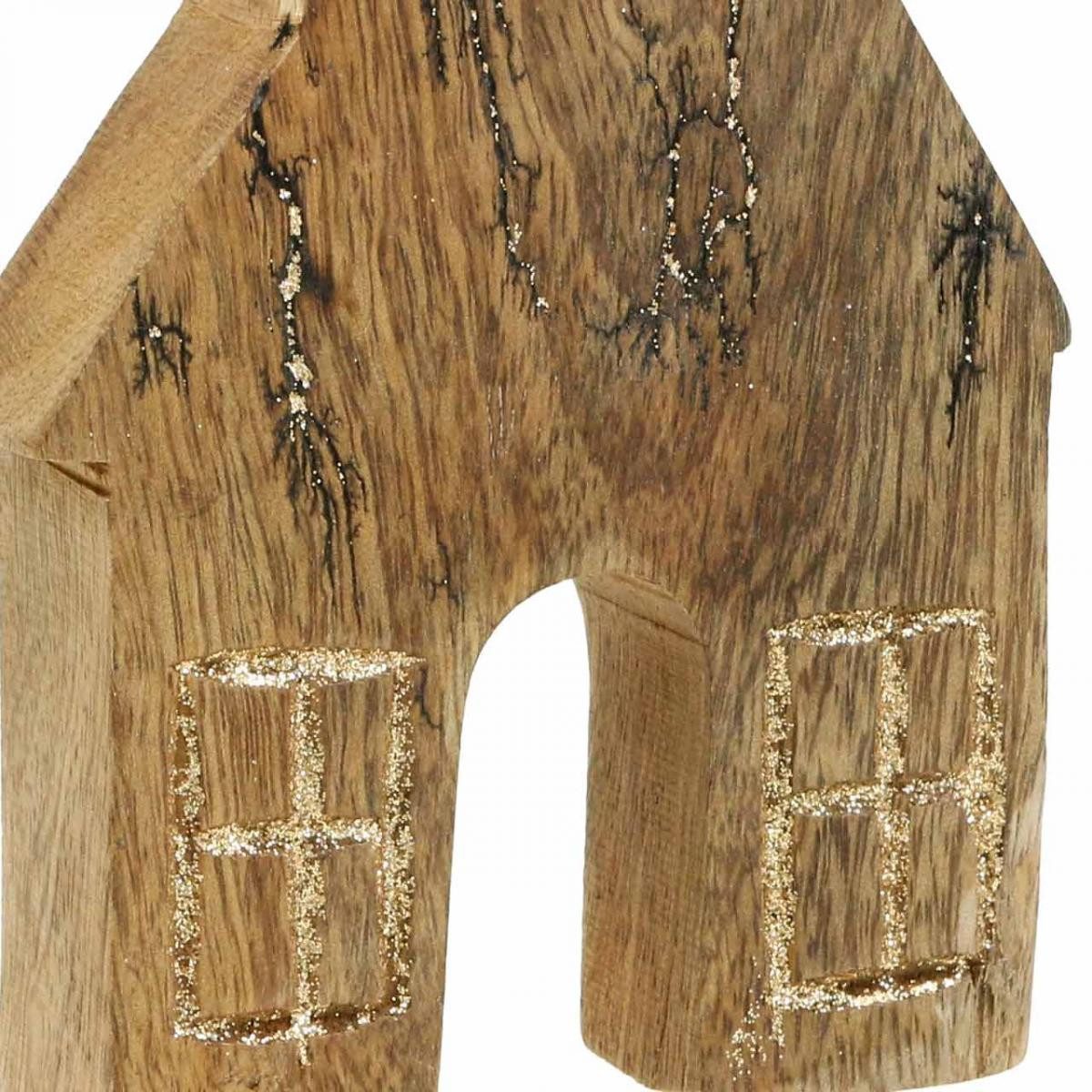 Florists Products Weihnachtsmann Deko Holzhaus Weihnachten Holzhäuschen Aufsteller 15cm Natur