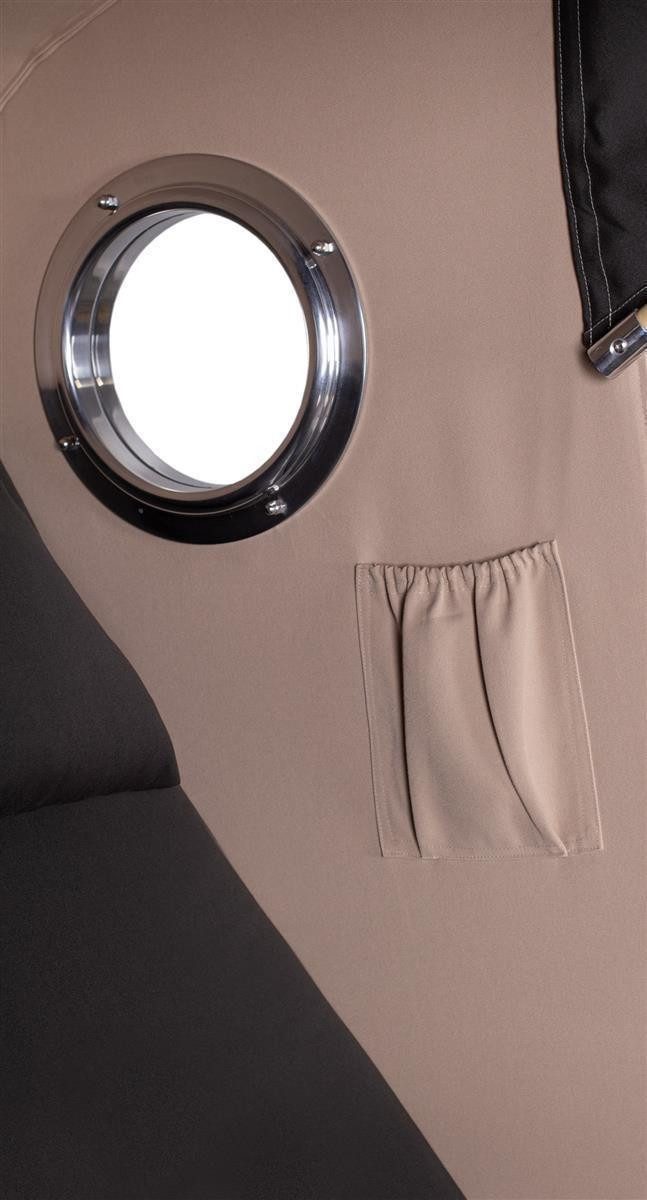 bene living Strandkorb Ammersee 2-Sitzer Teak - PE grau - Skyline Berlin, BxTxH: 125x80x165 cm, Volllieger ca. 175 Grad, Ostsee-Strandkorb, Städtename