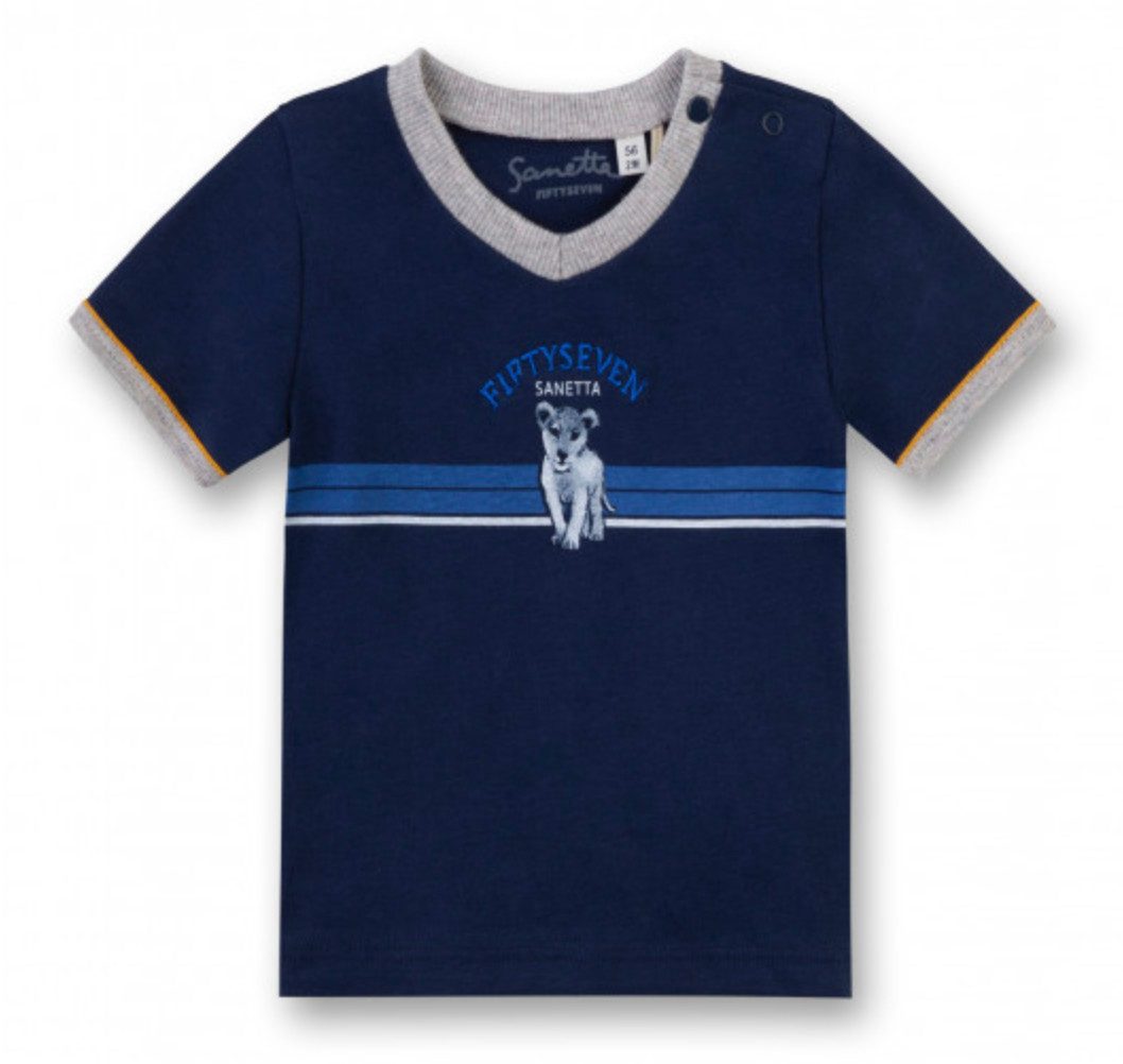 Sanetta T-Shirt Baby T-Shirt aus Baumwolle mit Löwenmotiv und Kontrastdetails