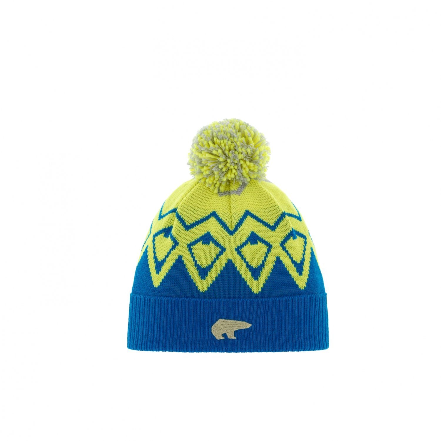 Eisbär Strickmütze Ziggy OS Pompon Mütze gelb/blau