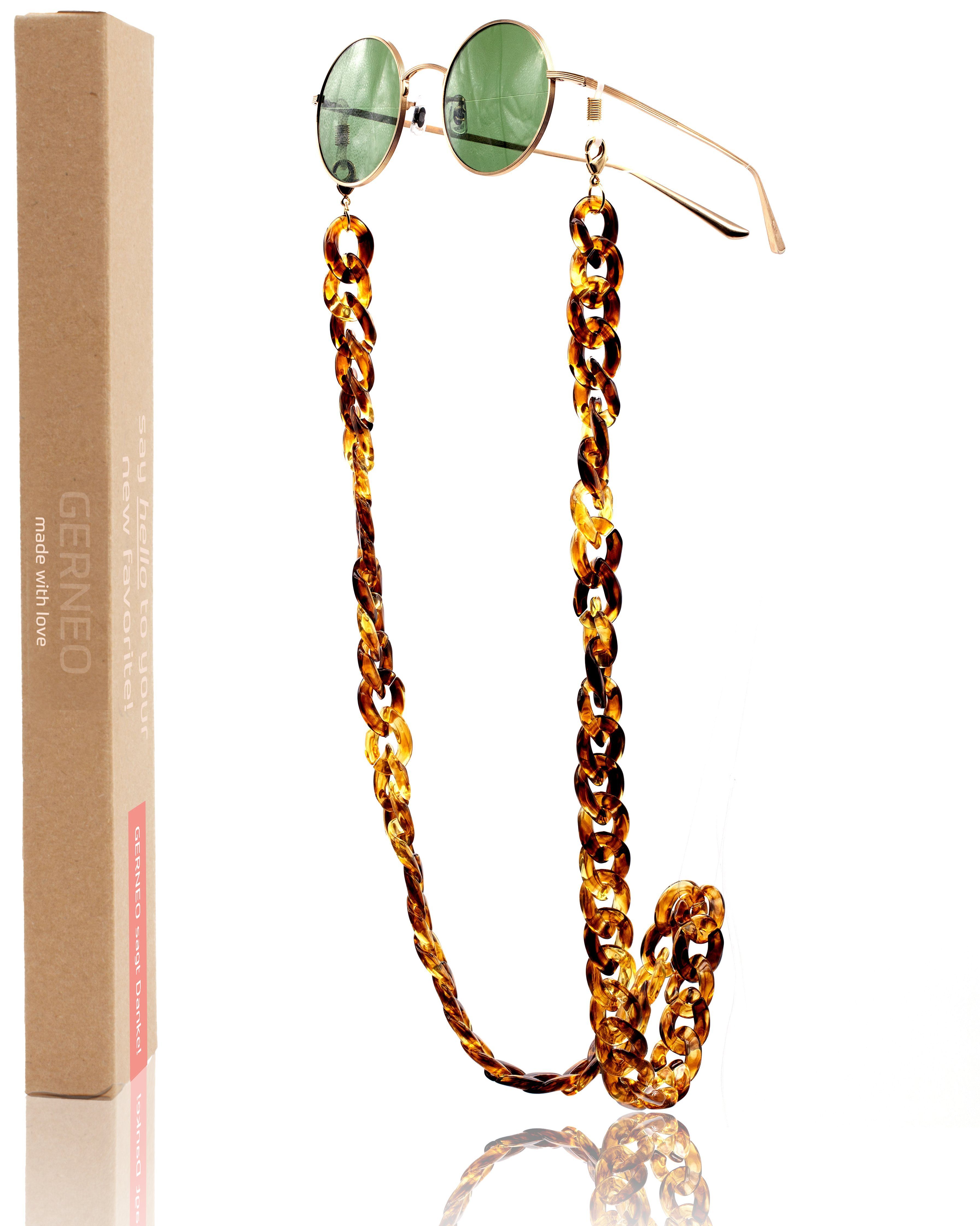 GERNEO Brillenkette GERNEO® - Havanna – Maskenhalter & Brillenkette Gold aus Acryl, korrosionsbeständig einzigartig hochwertige Brillen Kette Brillenband