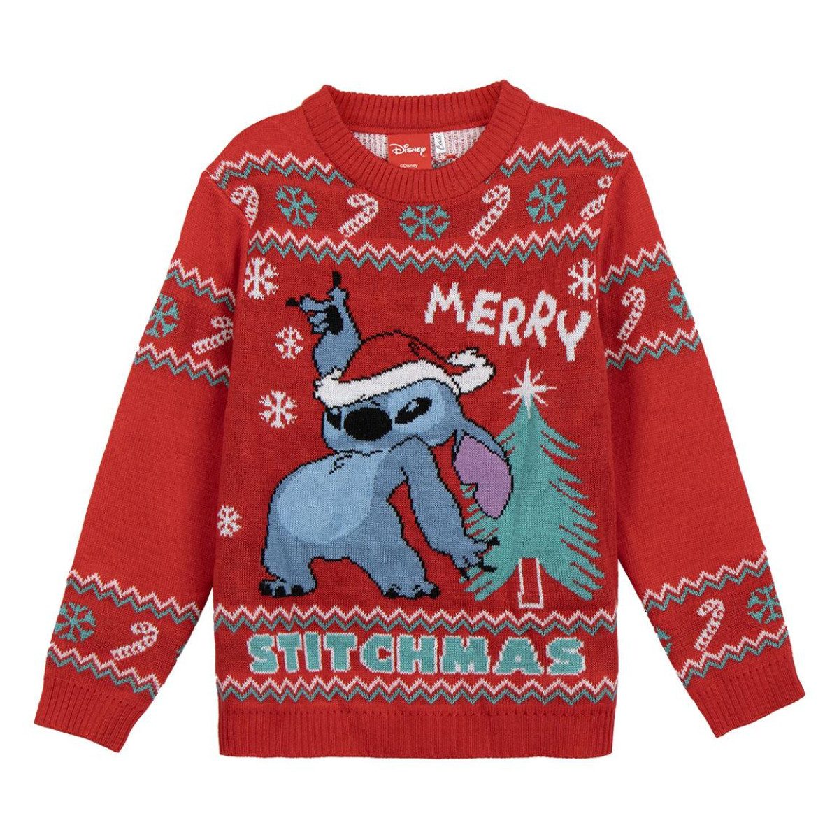 Cerda Strickpullover Disney Stitch Weihnachtspullover Festlicher Strickpullover für Kinder