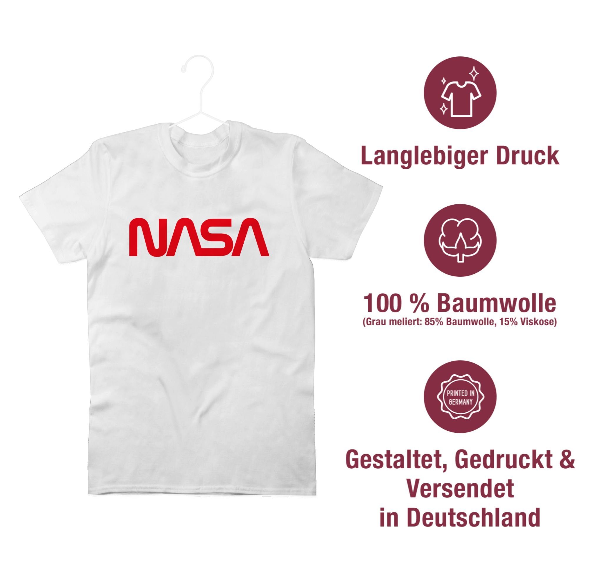 Shirtracer T-Shirt - Nasa 02 Weiß Geschenke Raumfahrt Mondlandung Nerd Weltraum Astronaut