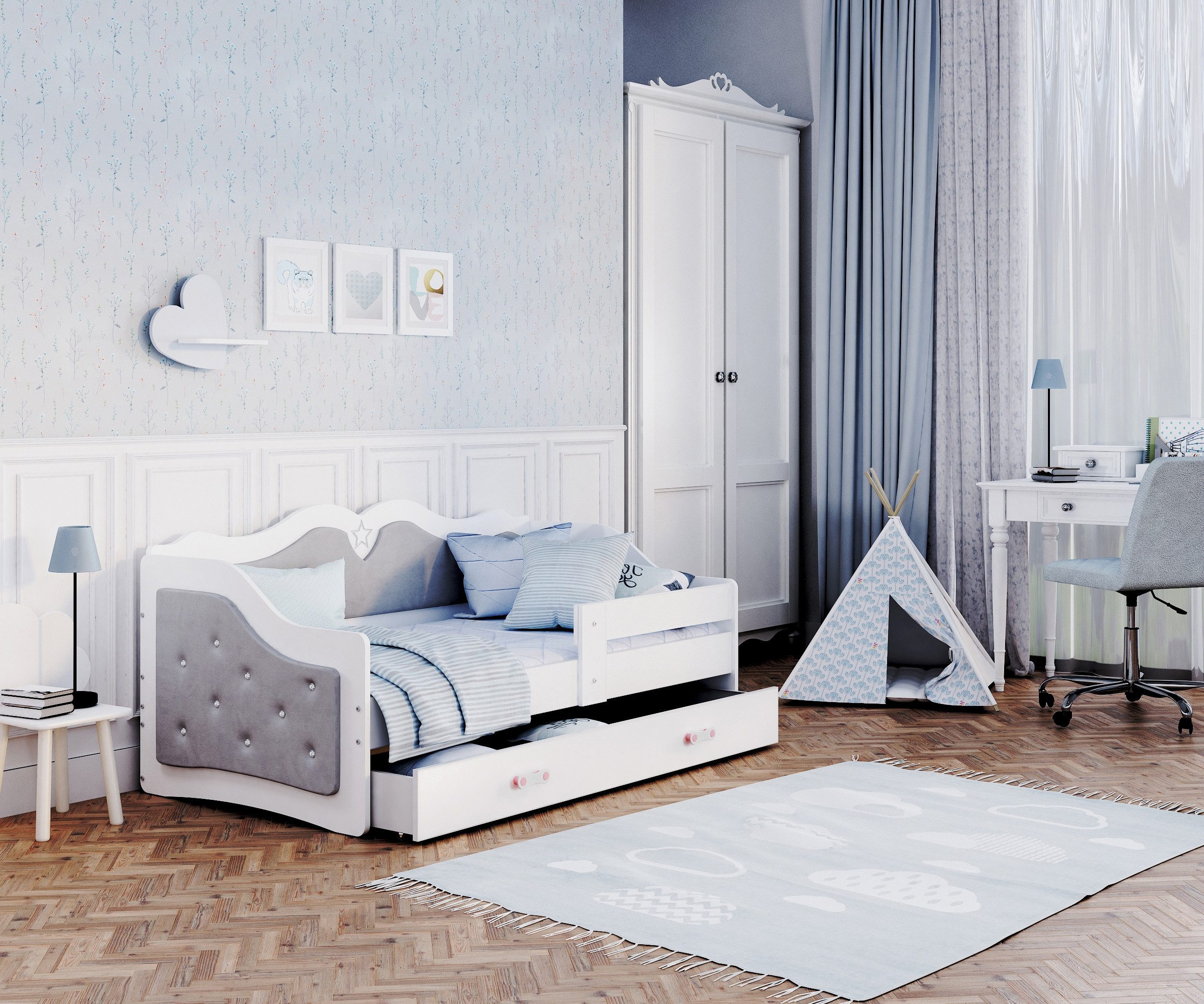 AJKmeble Kinderbett mit Polster, 80x160, 80x180cm günstig online kaufen
