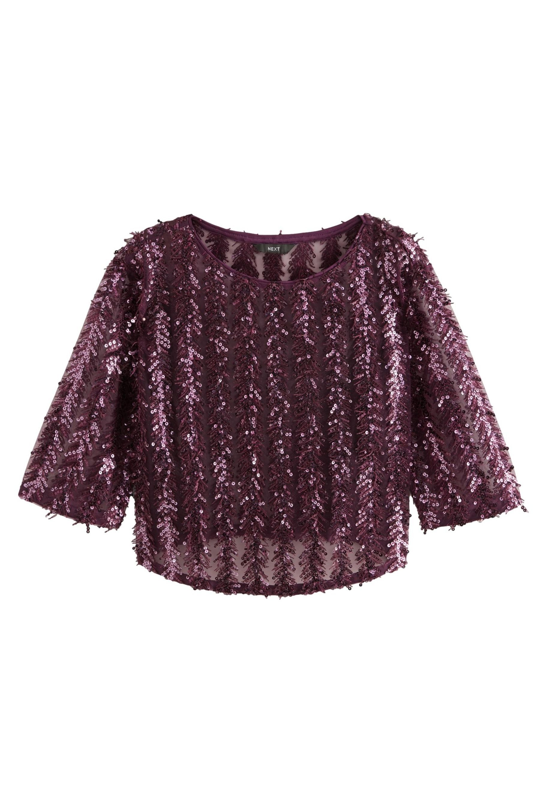 Next Paillettenshirt Transparentes Top mit 3/4-Ärmeln günstig online kaufen
