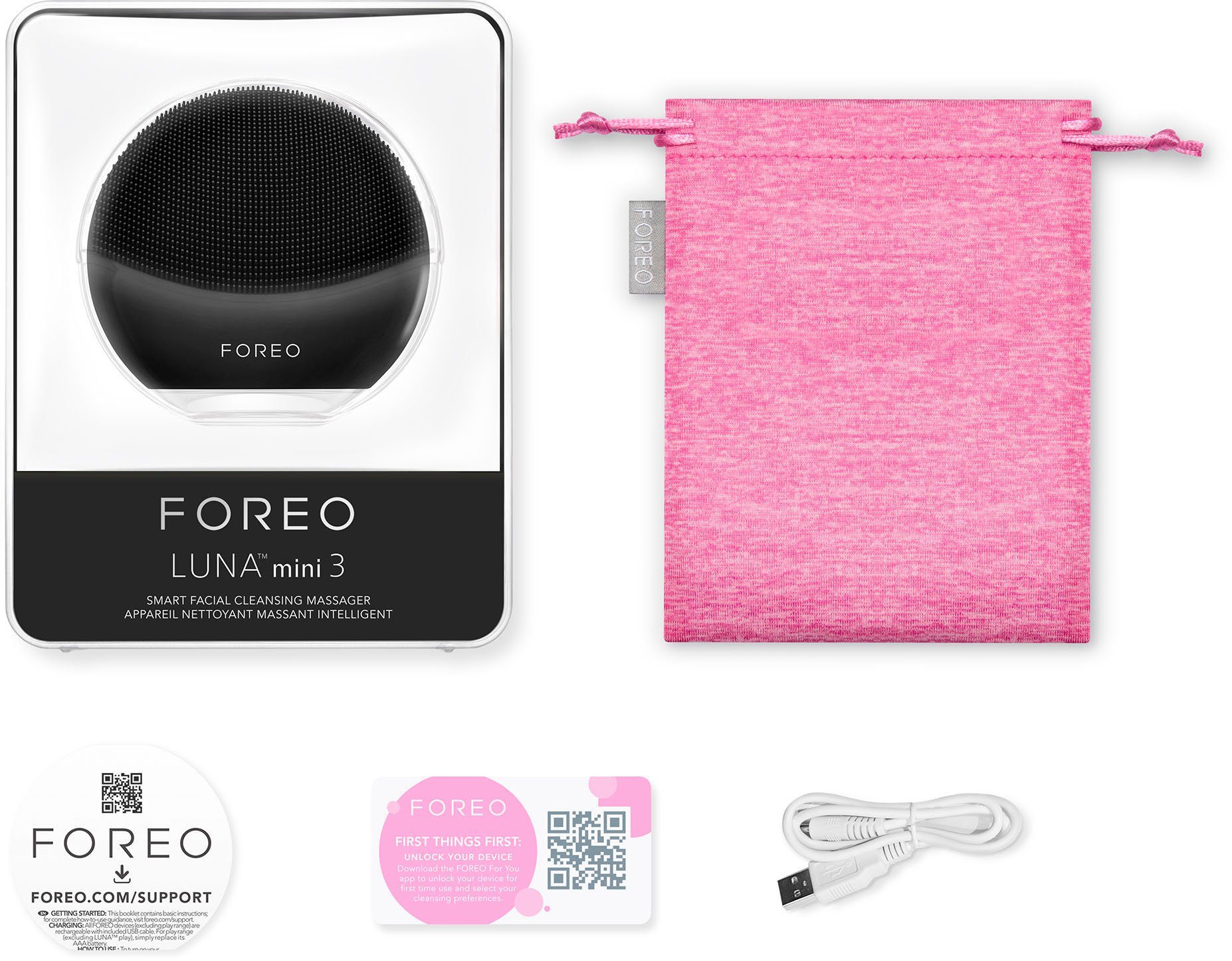 für mini FOREO alle Gesichtsreinigungsbürste midnight 3, Hauttypen LUNA Elektrische