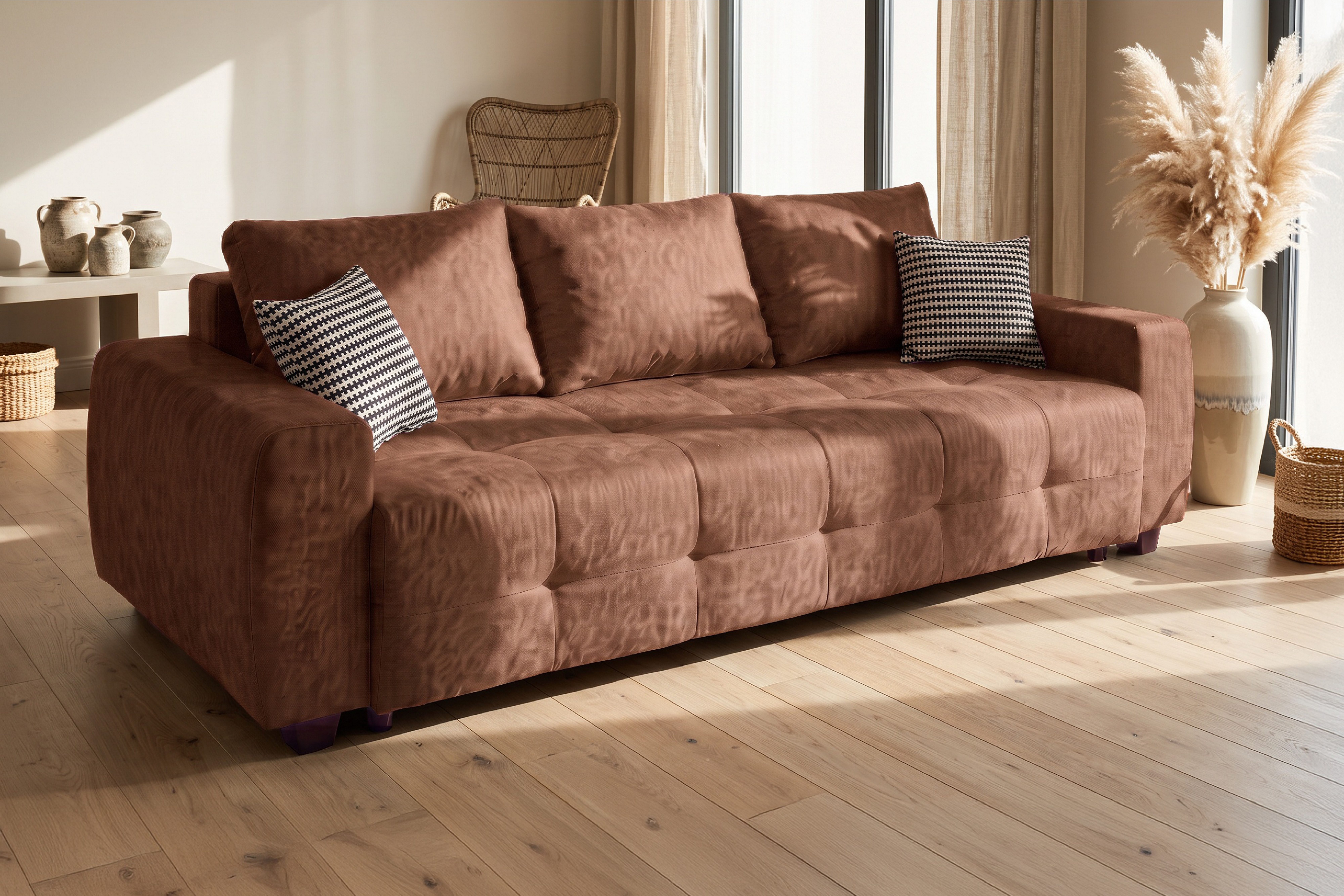 OTTO home Schlafsofa Bella B: 241 cm, Liegefl. 142x194 cm mit Bettkasten & Zierkissen, Schlafcouch mit Gästebett, 2 Zierkissen inklusive, frei stellbar