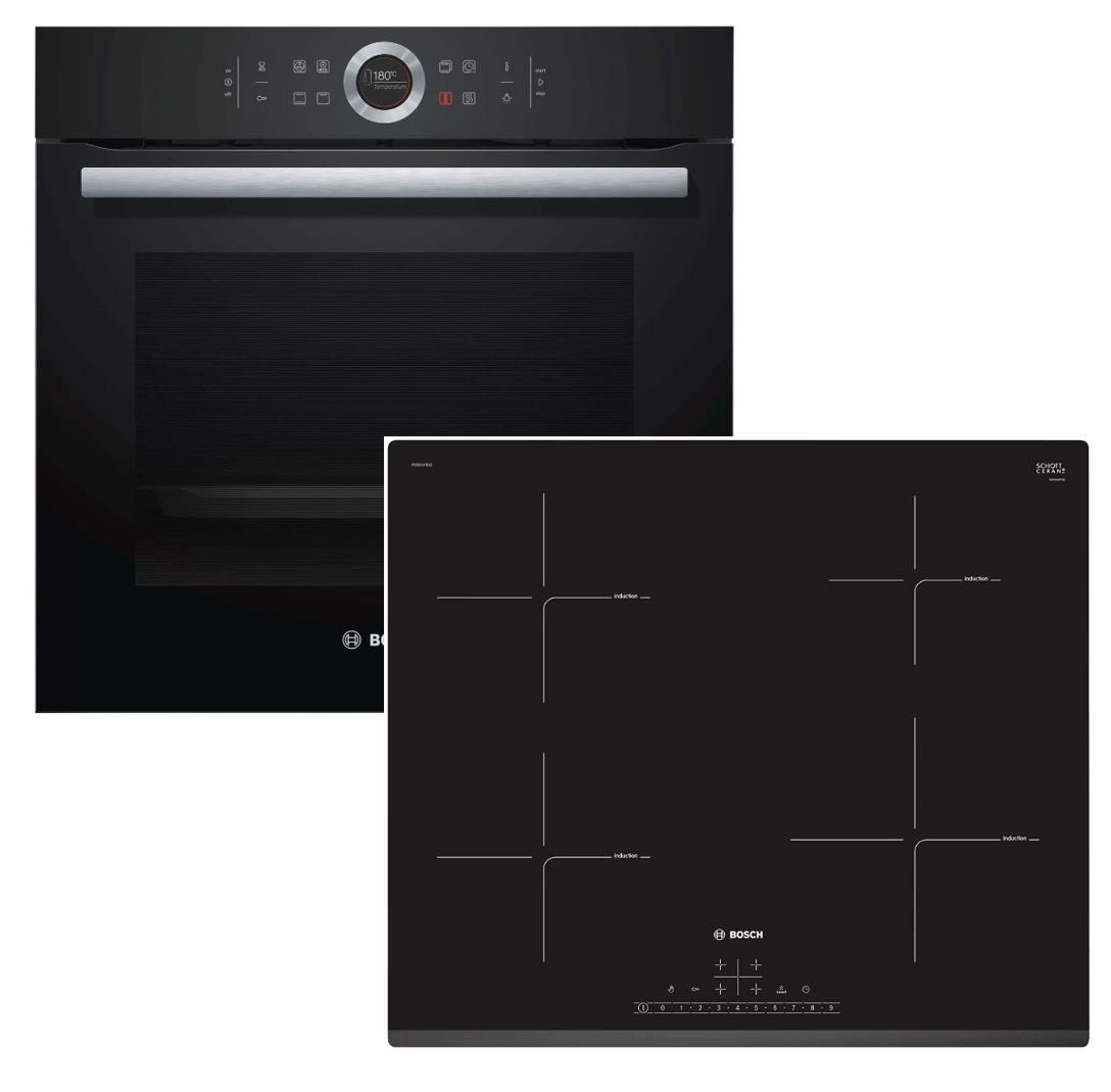 BOSCH Backofen-Set Schnellaufheizung mit Induktionskochfeld PowerBoost - autark, 60 cm