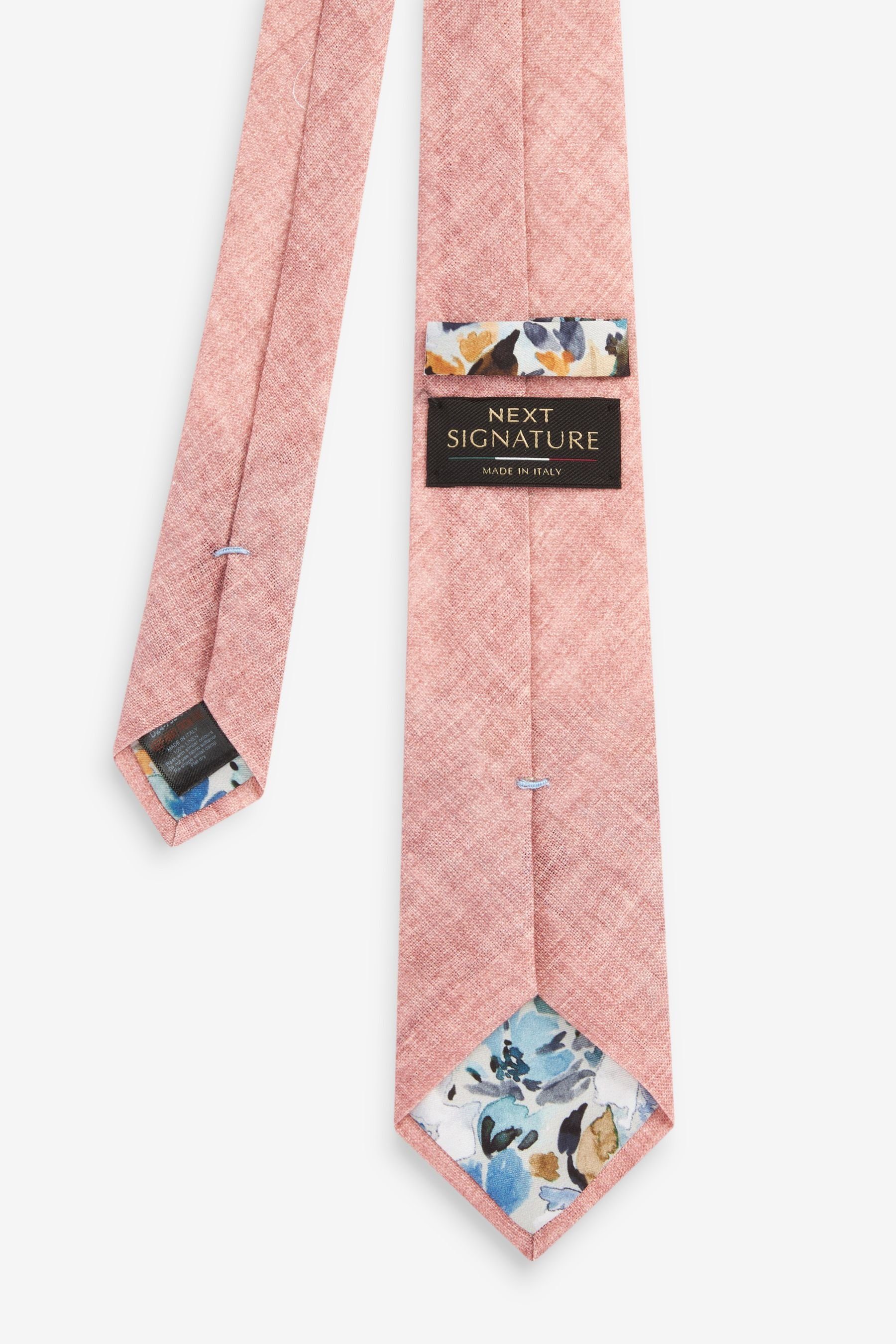 Krawatte Signature (1-St) Leinen-Krawatte Italy Next Pink in Made