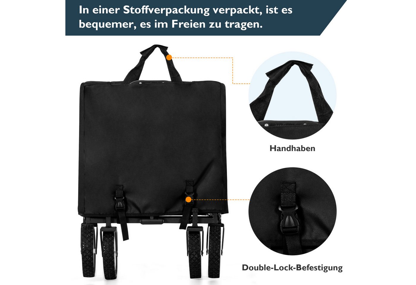 Thumbnail - MC Star Handwagen Zusammenklappbarer Station Wagon Outdoor All Terrain Trolley, (Faltbarer Bollerwagen Handwagen Gartenw...