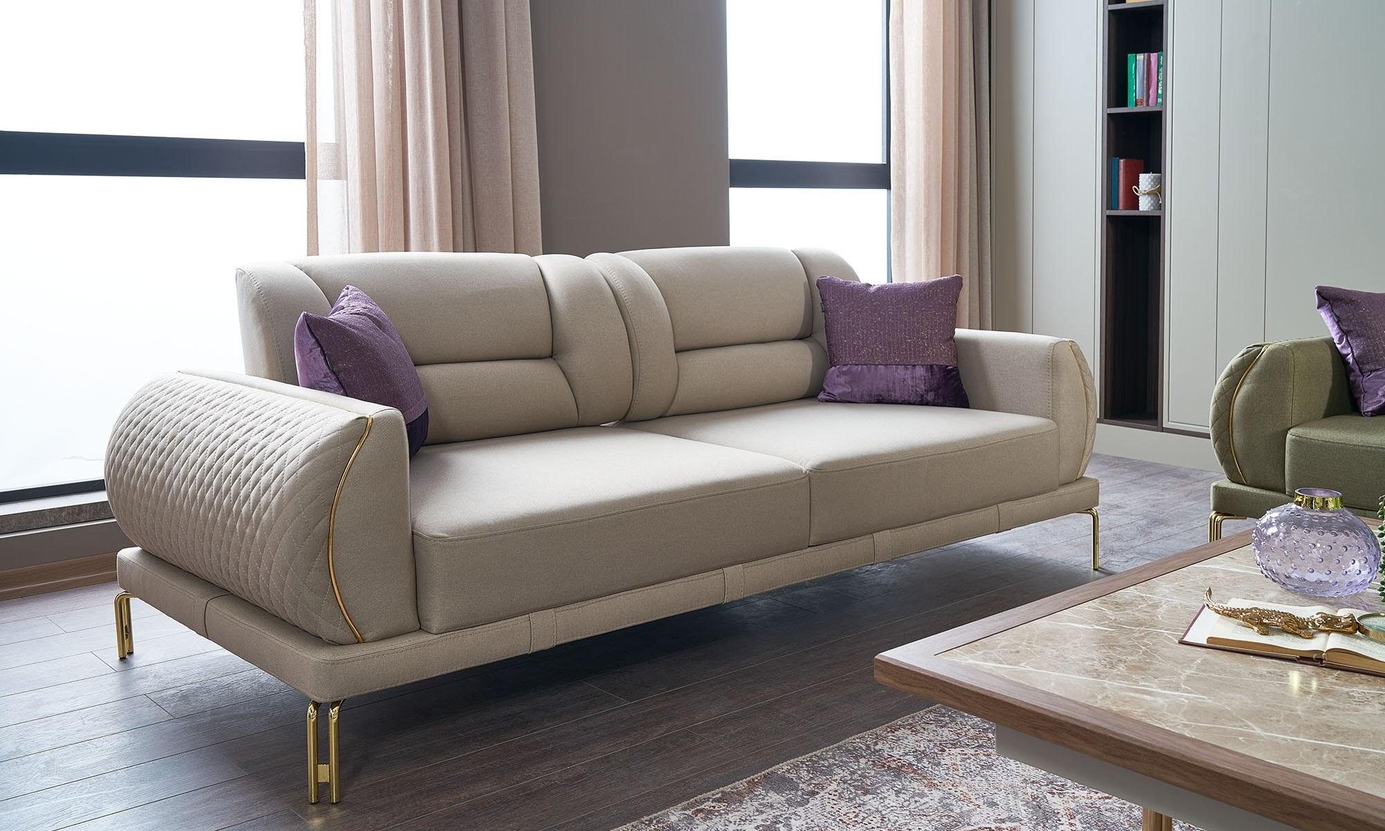 JVmoebel 3-Sitzer Dreisitzer Couch Sofa 3 Sitzer Beige Polstersofa Luxus, 1 Teile, Made in Europa