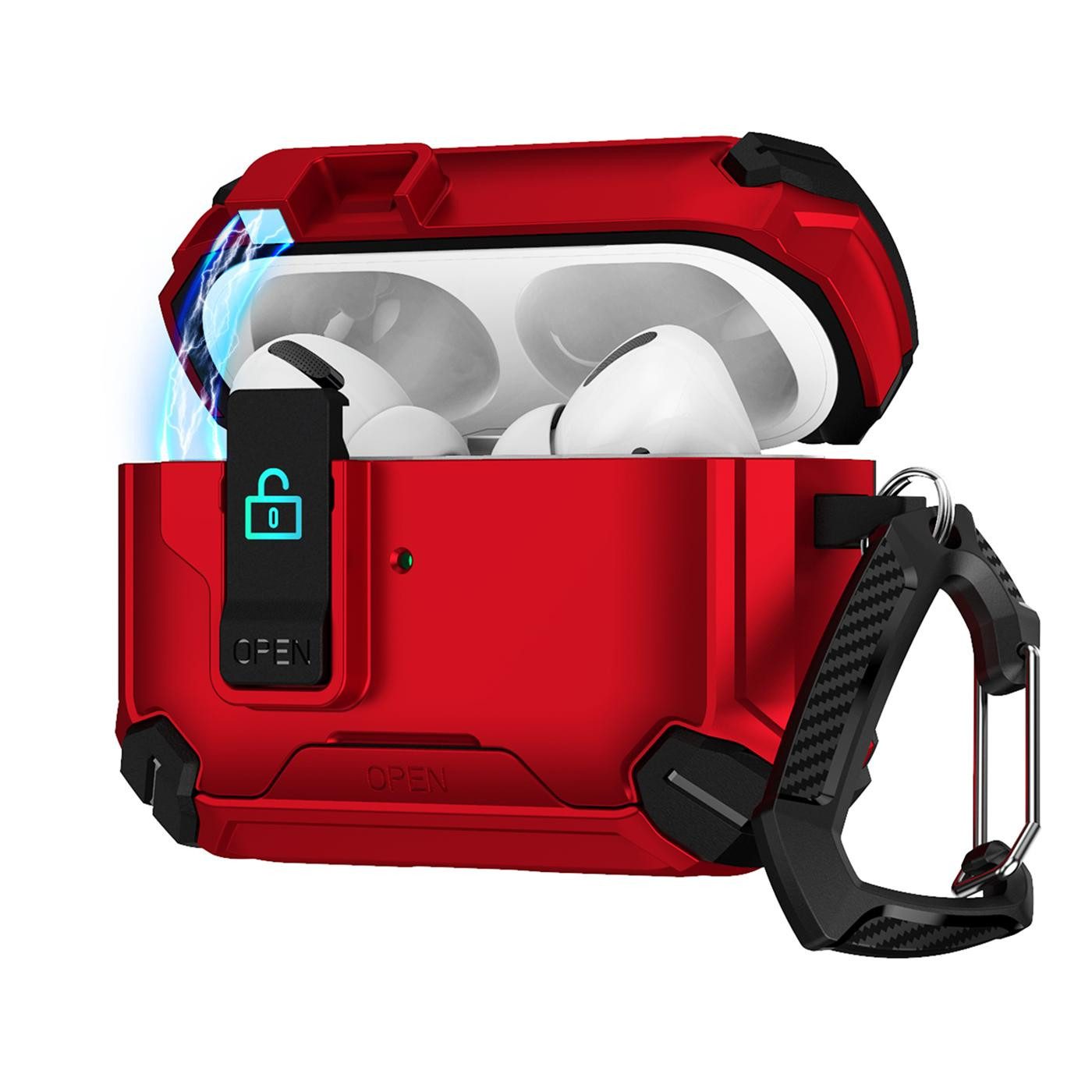 CoolGadget Kopfhörer-Schutzhülle Defender Hülle für Apple AirPods Pro 3 magnetisch mit Karabiner, 360° Full-Body Case Schutzhülle Handy Standfunktion magnetisch ladbar