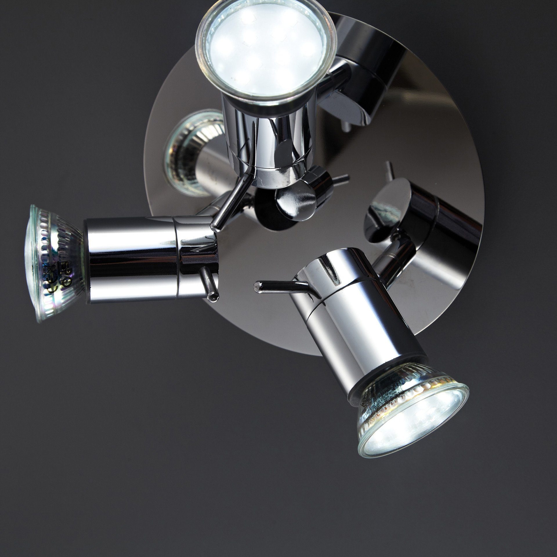 B.K.Licht LED Deckenleuchte, LED wechselbar, inkl. 3W drehbar, Badezimmer, IP44, Chrom, 250lm Deckenlampe, LED, Warmweiß