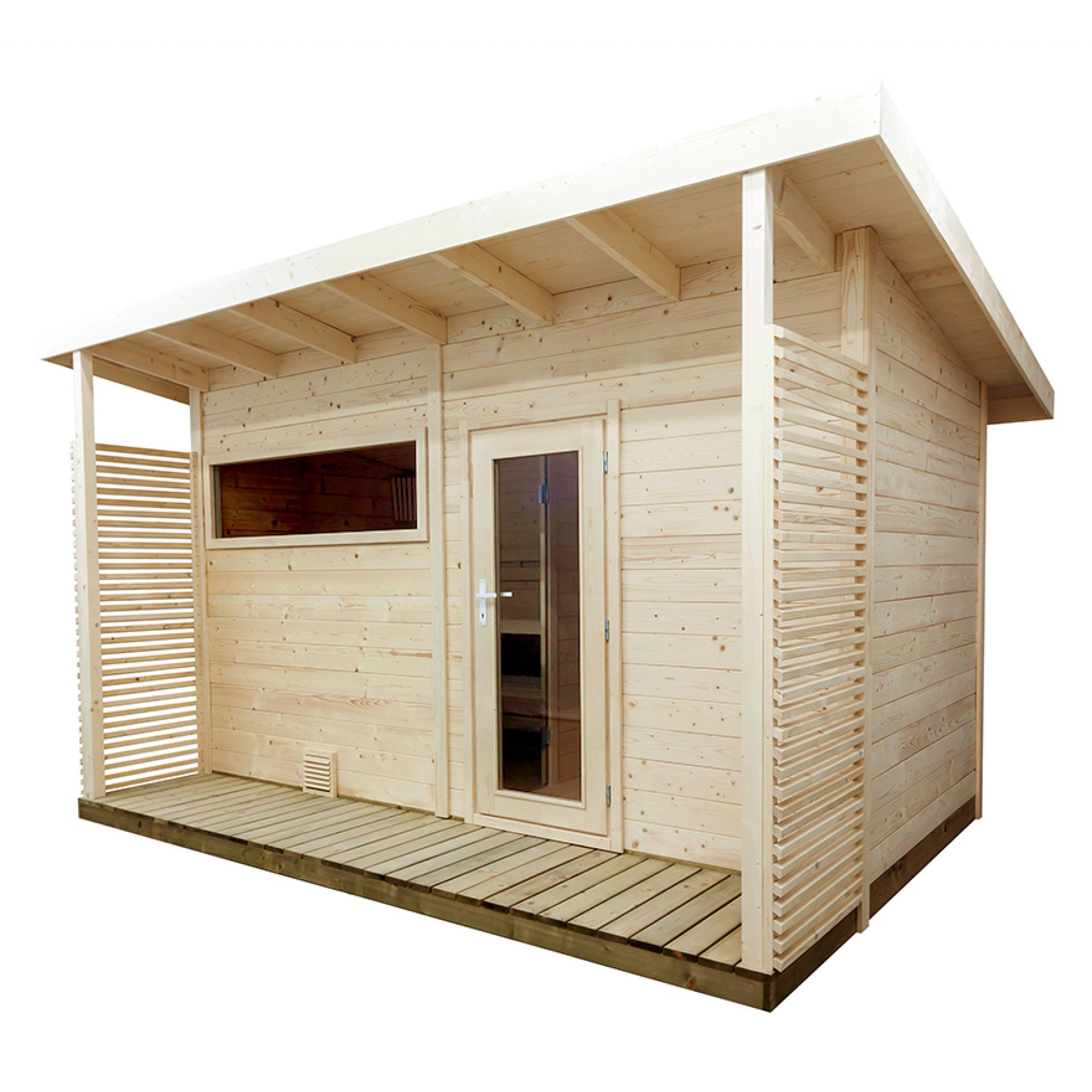 Sentiotec Fasssauna Sentiotec Gartensauna Scala Large Saunahaus aus Fichte Massivsauna