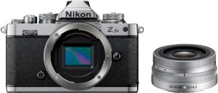 Nikon Z fc + 16-50 VR Systemkamera (NIKKOR Z DX 16–50 mm 1:3,5–6,3 VR Silver Edition, 20,9 MP, Bluetooth, WLAN)