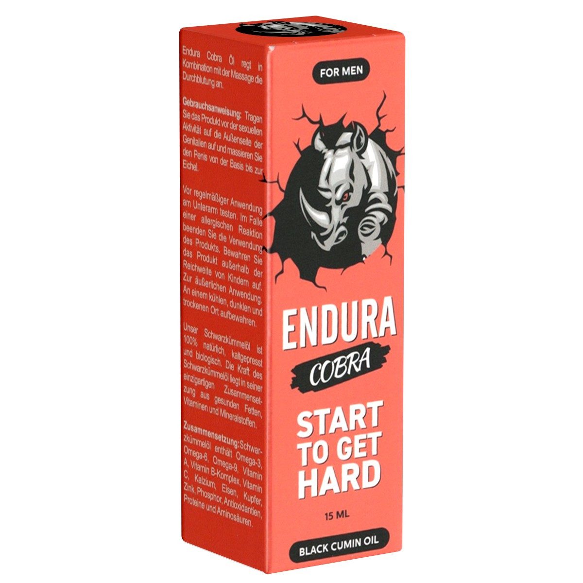 Morningstar Pharma Stimulationsgel Endura Cobra - Start to get Hard, Flasche mit 15ml, 1-tlg., Schwarzkümmelöl für natürliche Unterstützung des Penis