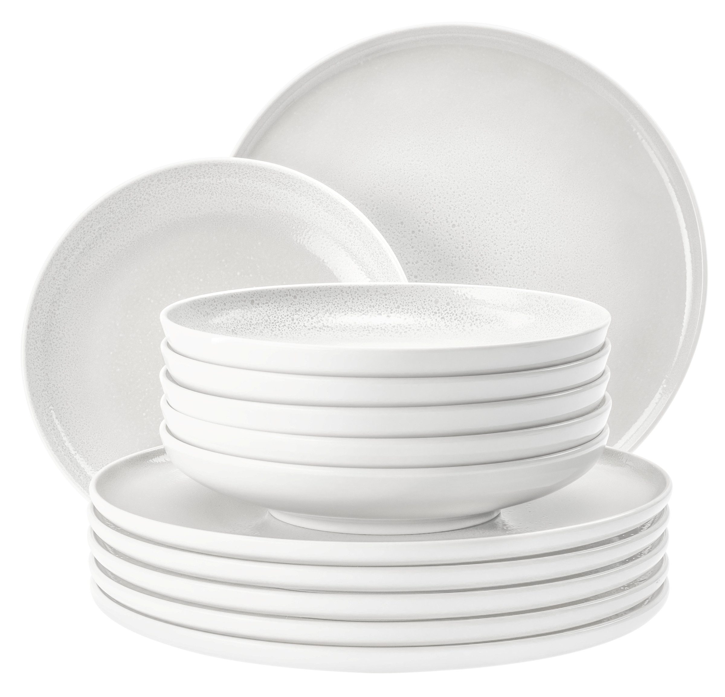 Seltmann Weiden Tafelservice Sento Home, Geschirr-Set, 12-teilig (12-tlg), 6 Personen, Porzellan, Teller Set, harmonisch geschwungene Form