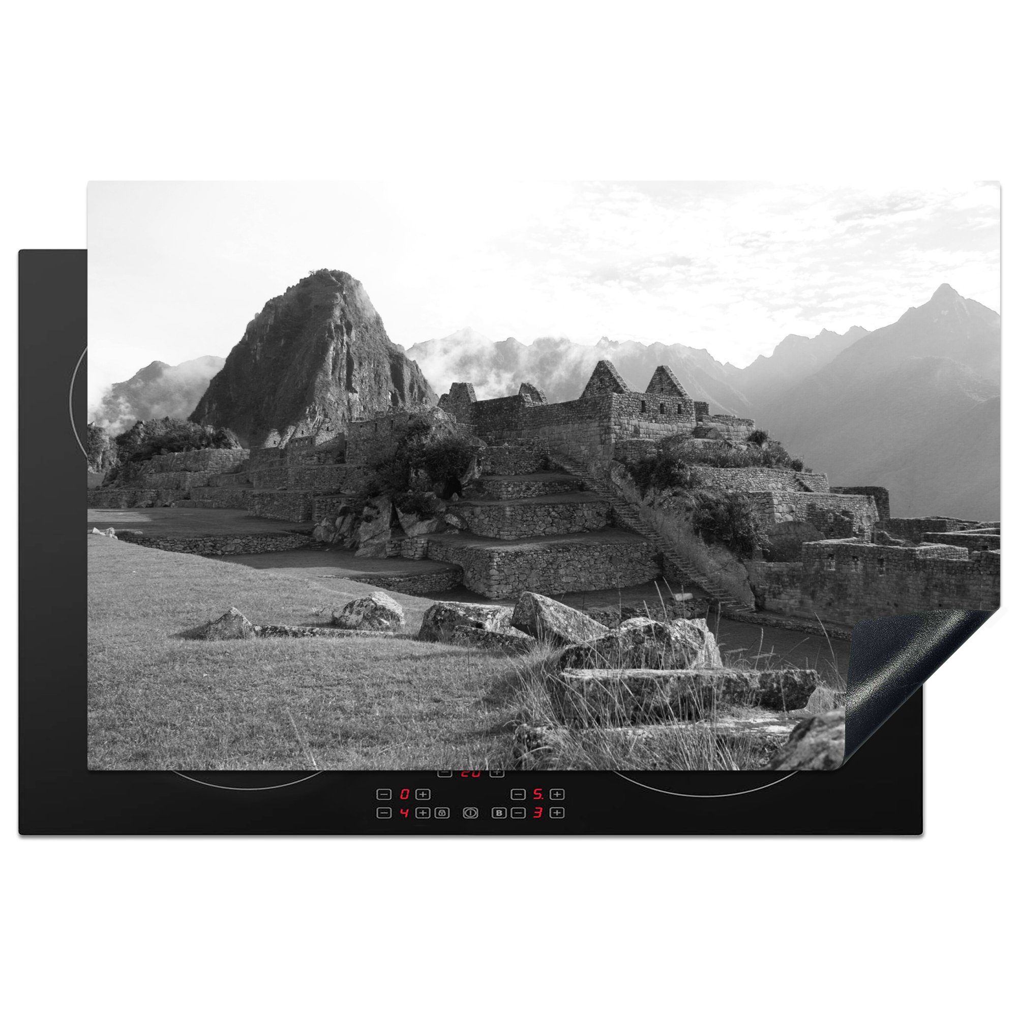 Machu tlg), Induktionskochfeld 81x52 Ceranfeldabdeckung Vinyl, cm, Herdblende-/Abdeckplatte - MuchoWow die (1 Peru für - Ruinen, Schutz küche, Picchu