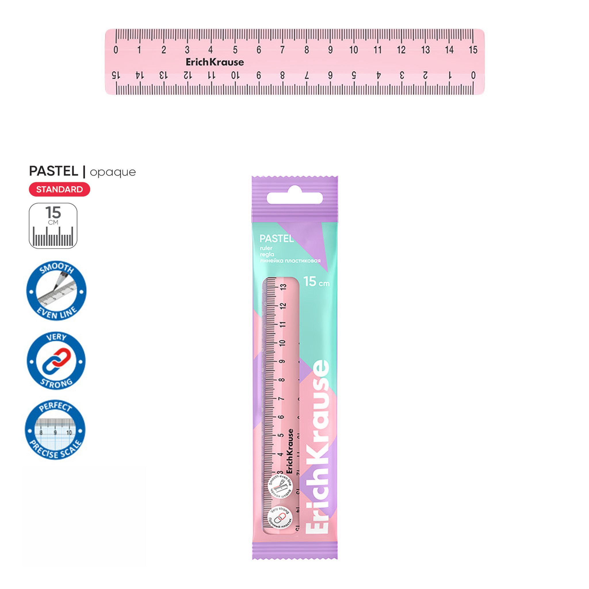 Erich Krause Lineal, Lineal 15cm Kunststoff 1 Stück Rosa