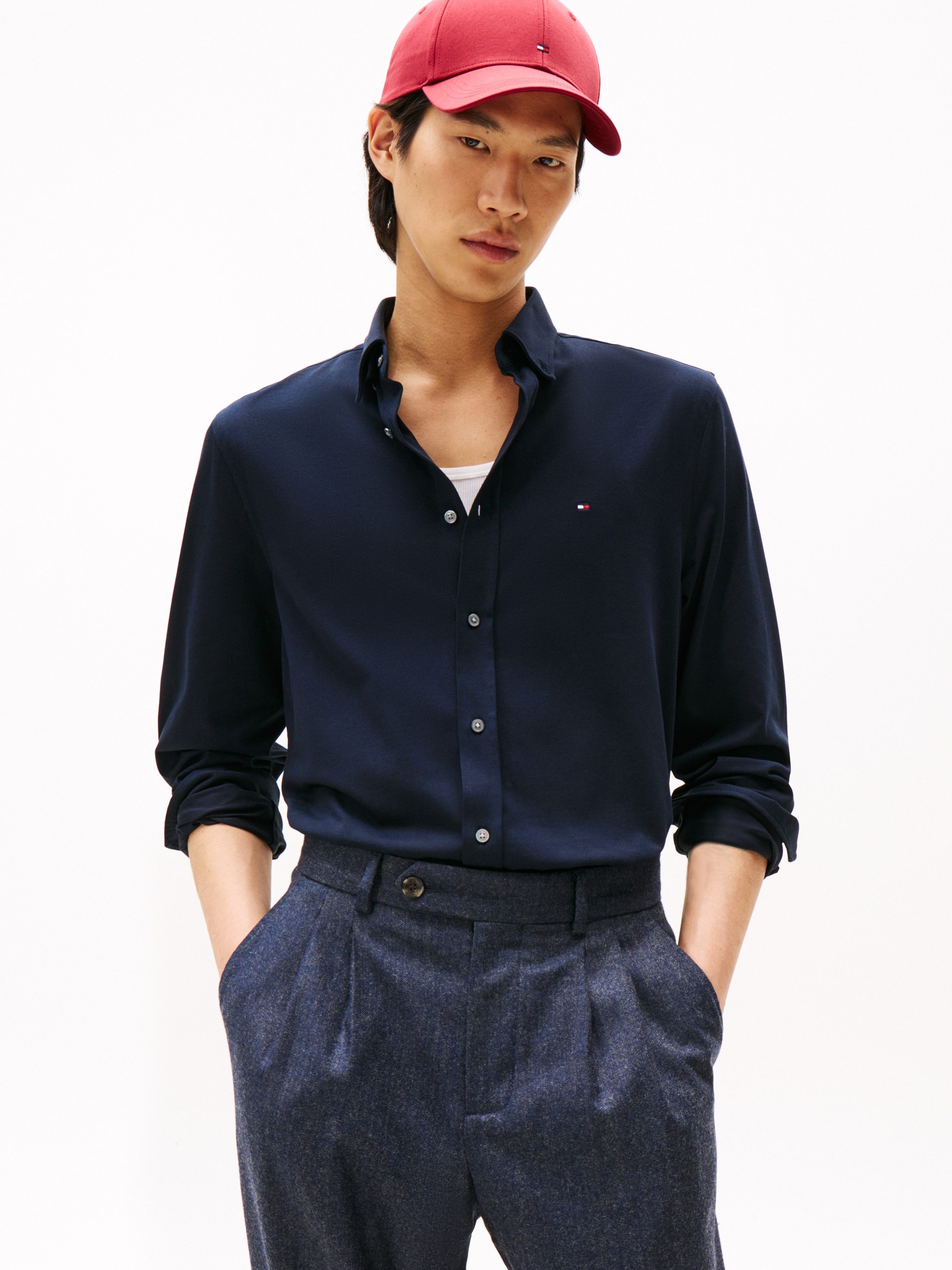 Tommy Hilfiger Businesshemd PERFORMANCE INTERLOCK elastisches Slim Fit mit günstig online kaufen