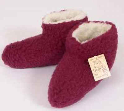 Licardo Hausschuhe Bettschuhe Wolle farbig bordeaux Hausschuh (1 Paar) für warme Füße, kuschelig