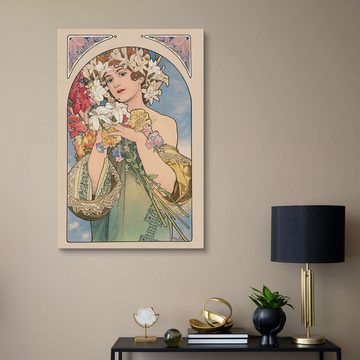 Posterlounge Holzbild Alfons Mucha, Blume, natur, Malerei