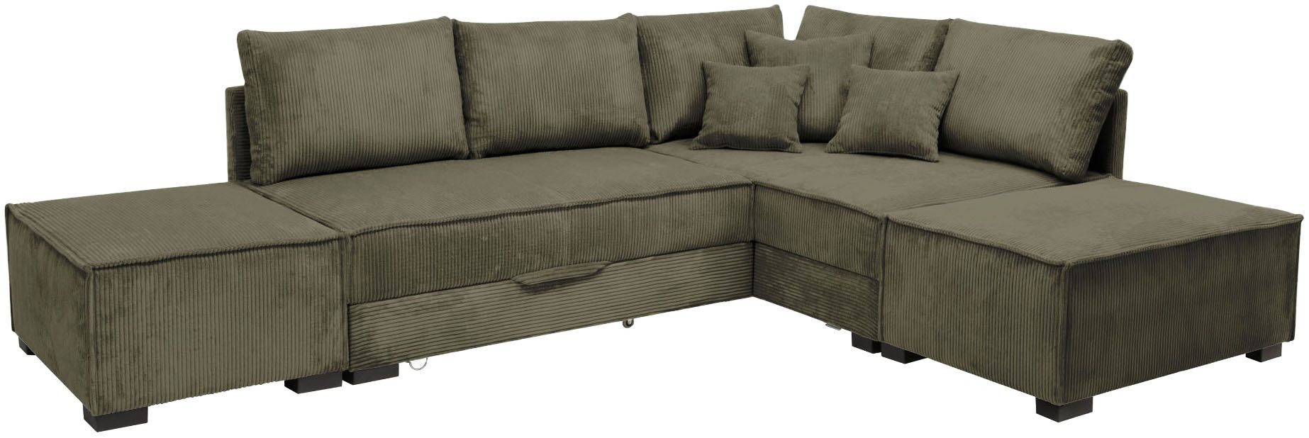 Home affaire Ecksofa Night & Day L-Form, B: 316 cm mit Dauer-Schlaffunktion 180x200 cm, Set: Sofa & Hocker, Bettfunktion, Bettkasten & Kissen, Boxspringbett