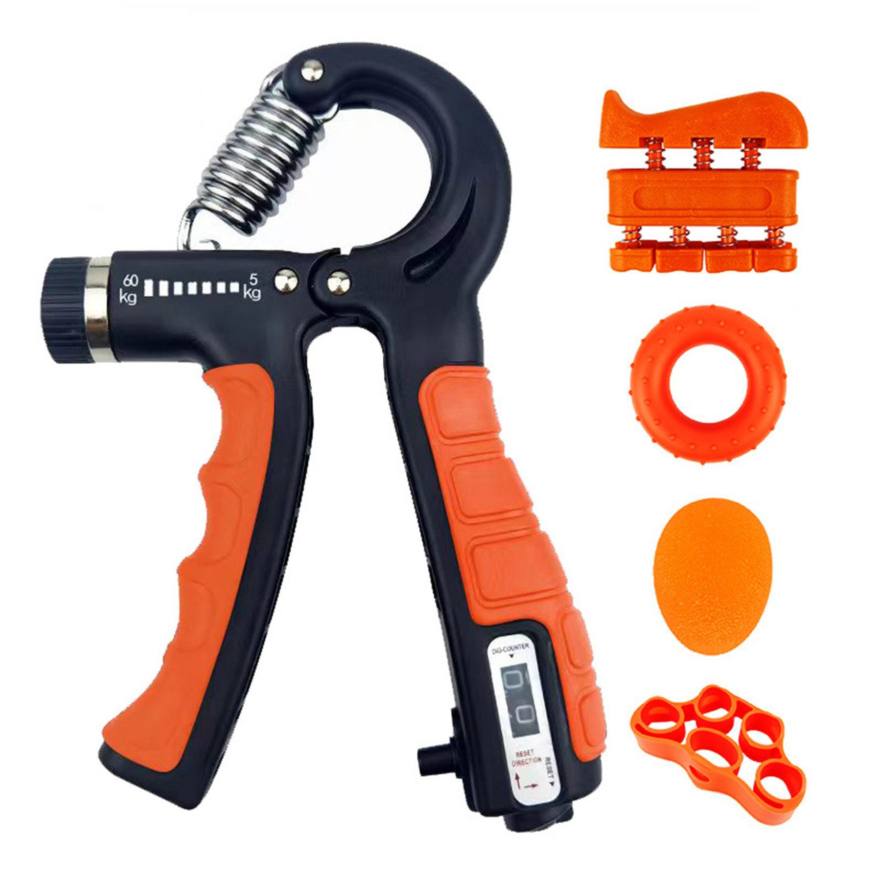 Mutig Handmuskeltrainer Handtrainer Unterarmtrainer,Griffkraft Trainer (5-St) (Einstellbarer Widerstand 10-60kg, Fingertrainer, Griffkraft Trainer Set, Für Sportler und Wiederherstellung der Hand), Verbesserte Kraft und Grip Handgelenk Arm Unterstützung