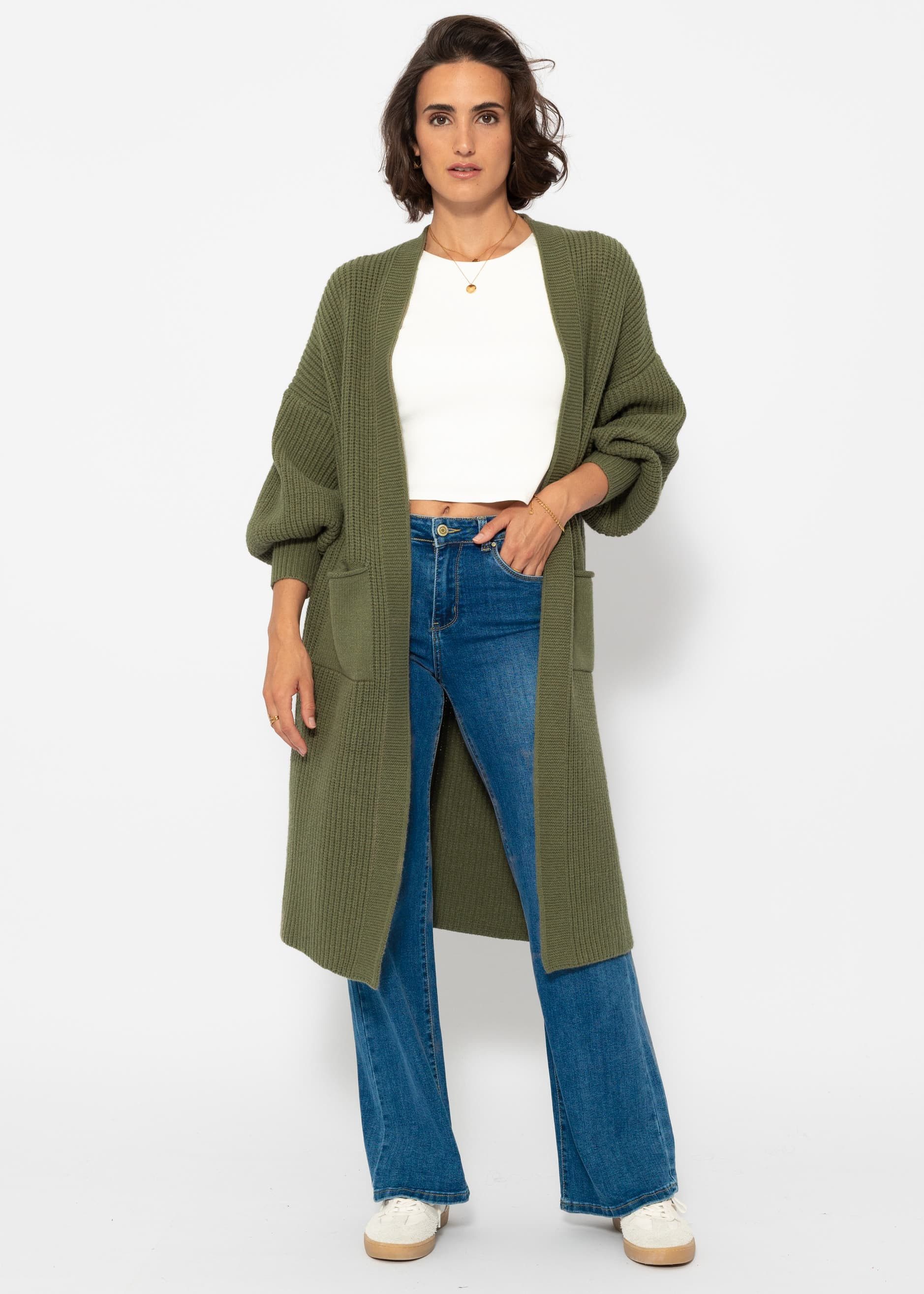 SASSYCLASSY Cardigan Oversize Strickjacke Damen lang günstig online kaufen