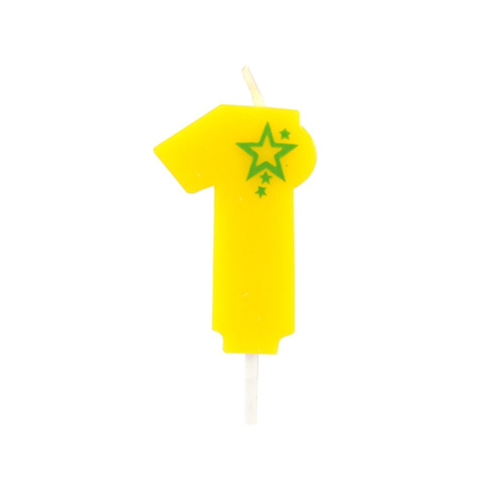 PAPSTAR Geburtstagskerze Zahlenkerze, Mini 6,8 cm gelb "1"