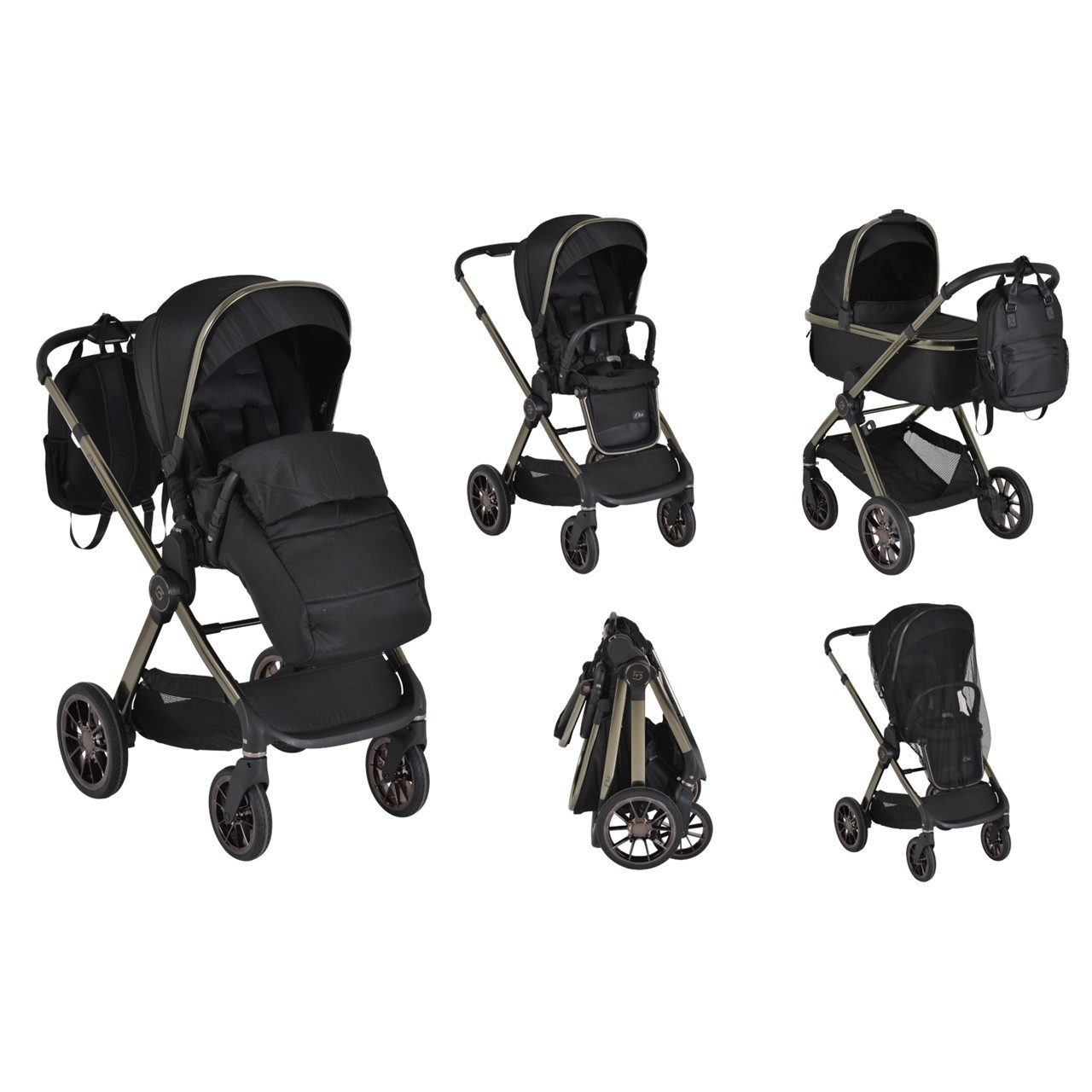 Cangaroo Kombi-Kinderwagen Kinderwagen 2 in1 iClick, klappbar, Wickeltasche, Sportsitz, Babywanne