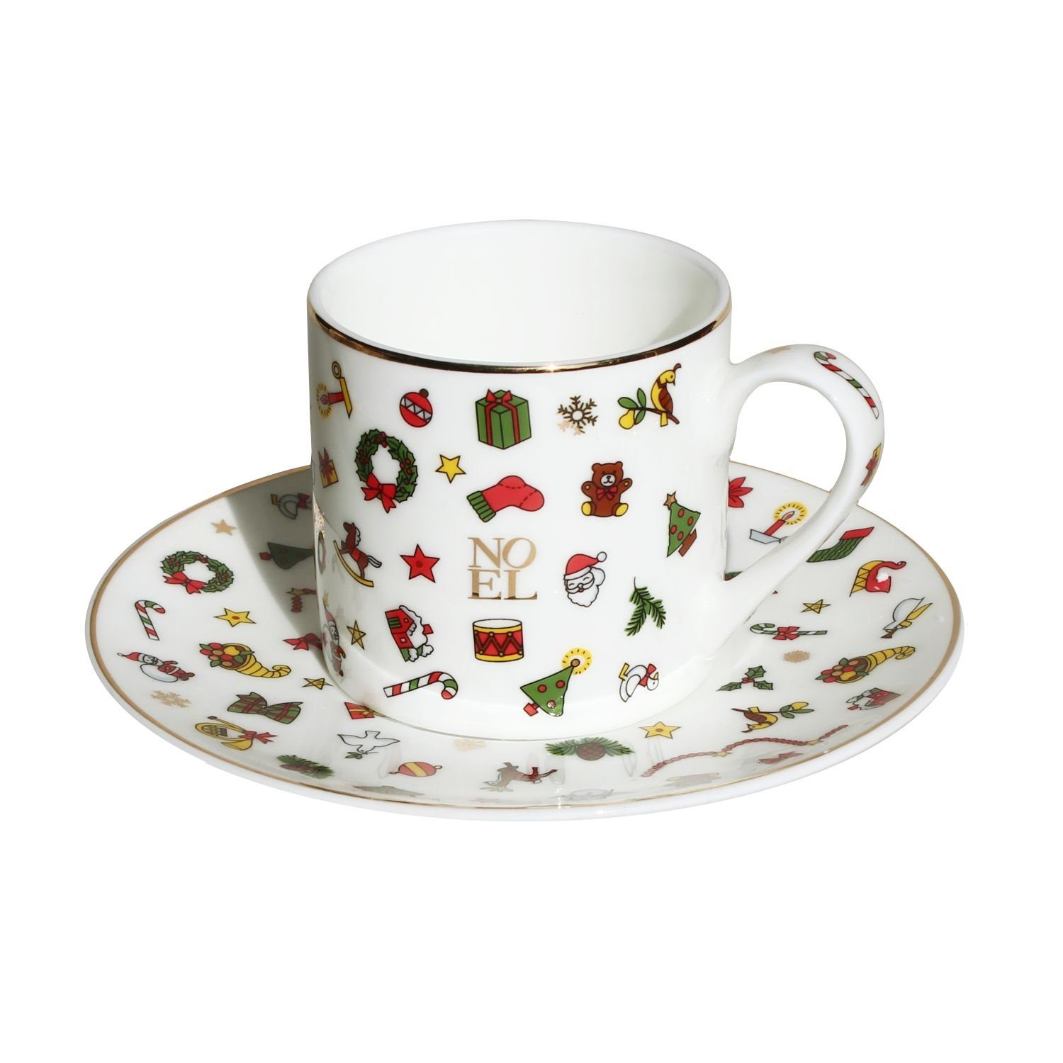 ml, 100 Untertasse Bone TAITÙ Espressotasse Noel Oro Fine mit China