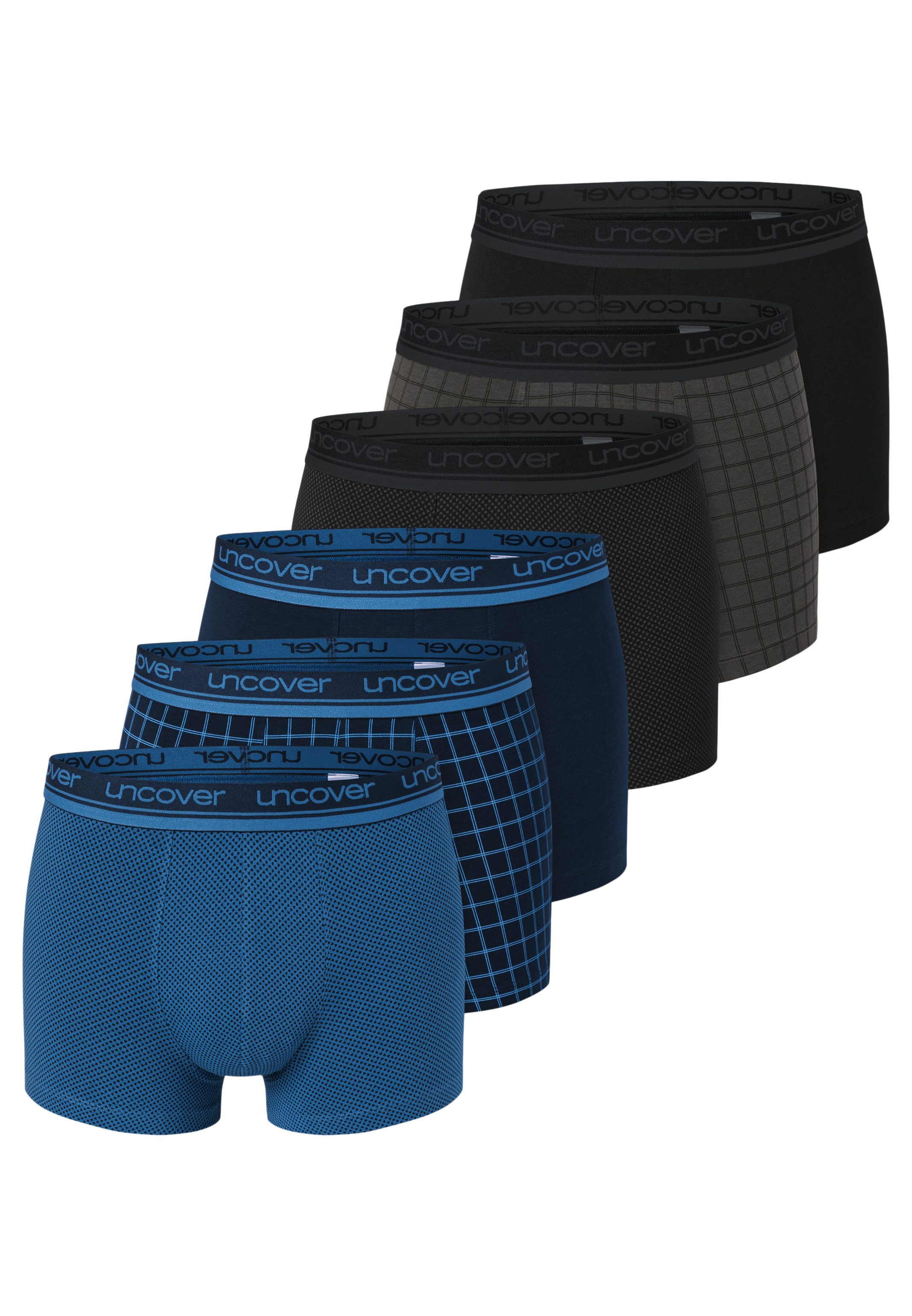 uncover by SCHIESSER Retro Boxer 6er Pack Cotton (Spar-Set, 6-St) Retro Short / Pant - Baumwolle - ohne Eingriff - Atmungsaktiv