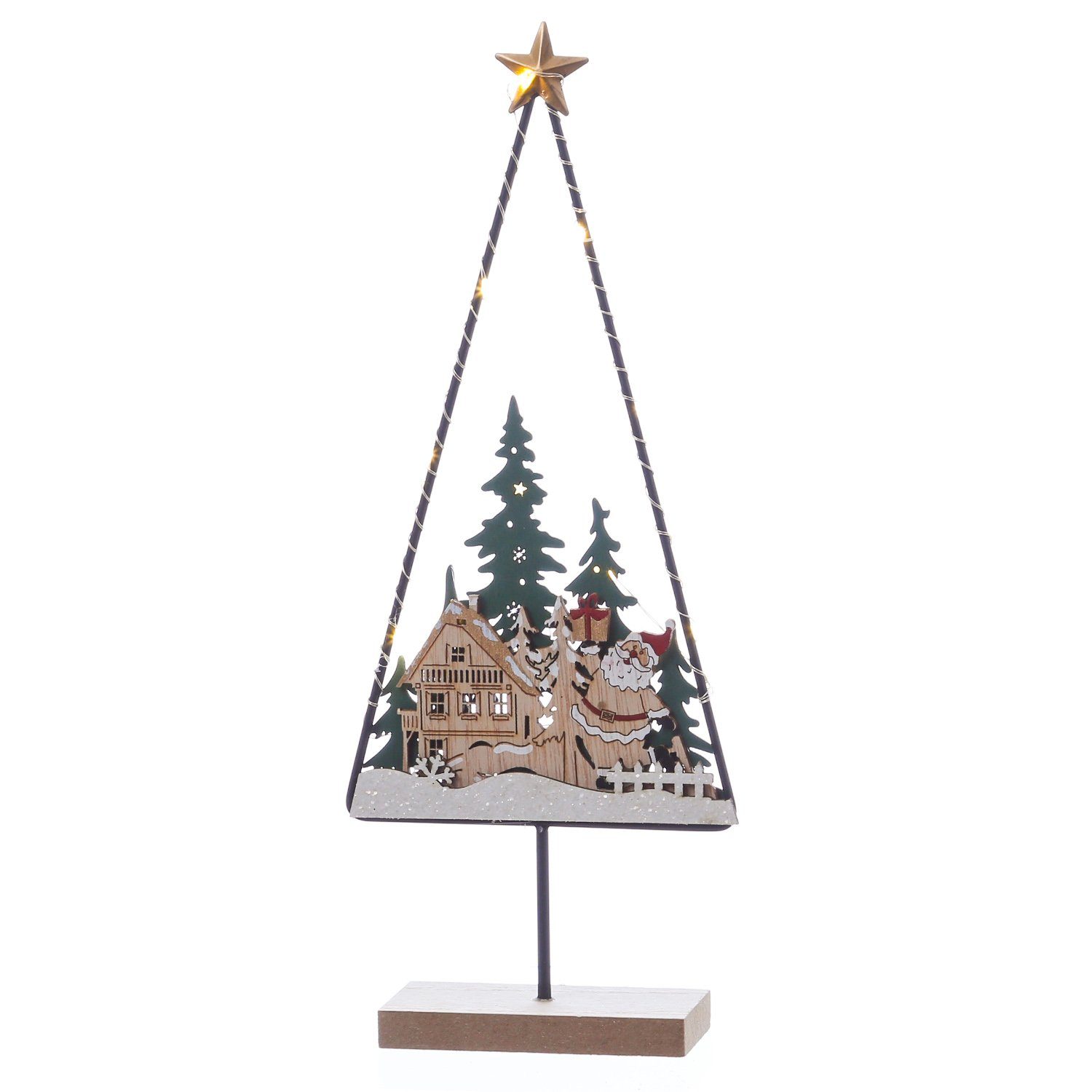 LED Dekoobjekt LED Holz Baum Santa beleuchtet Tischdekoration Weihnachten Tannenbaum