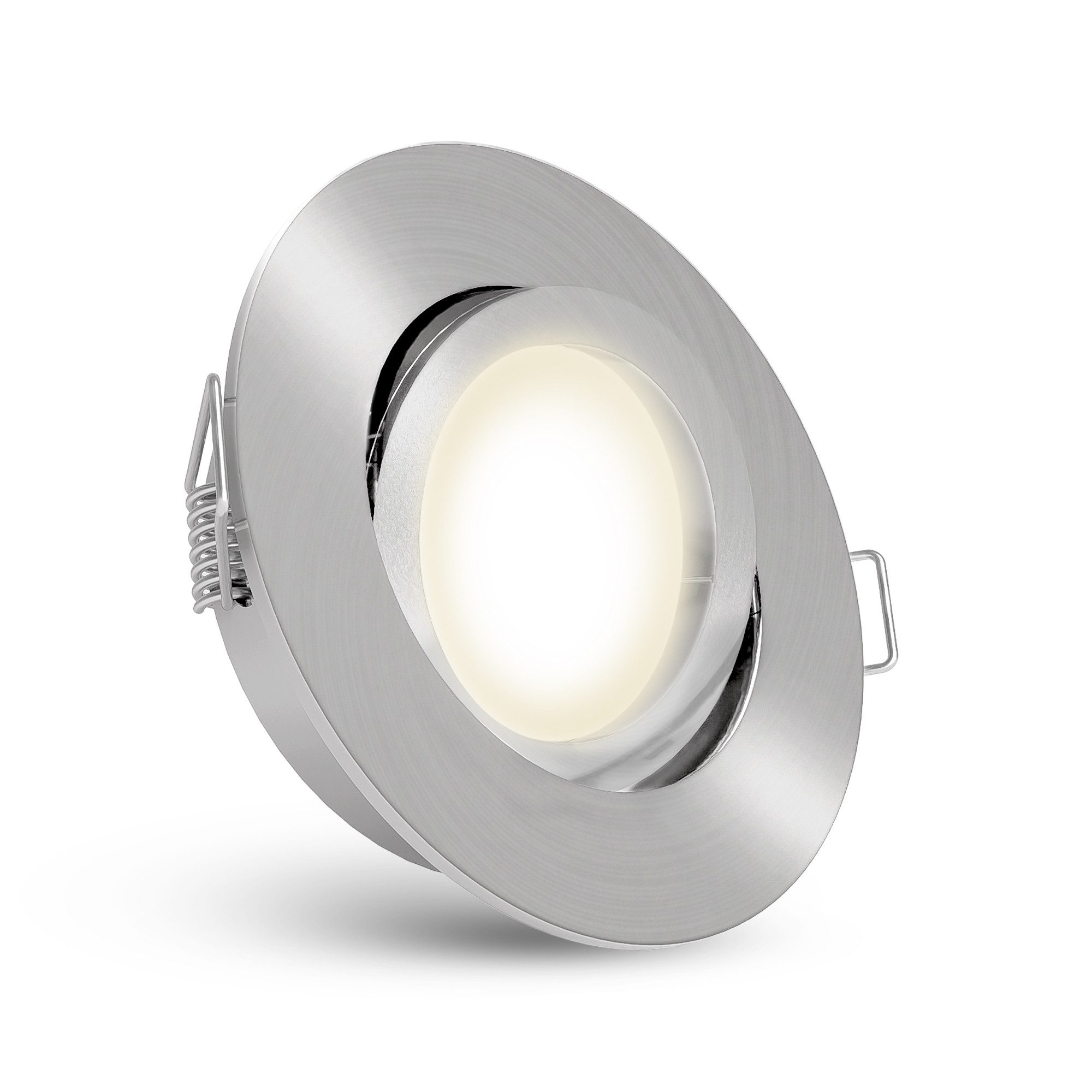 linovum LED Einbaustrahler 10x LED Einbaustrahler neutralweiß GU10 3W 230V silber Einbauspot, Neutralweiß