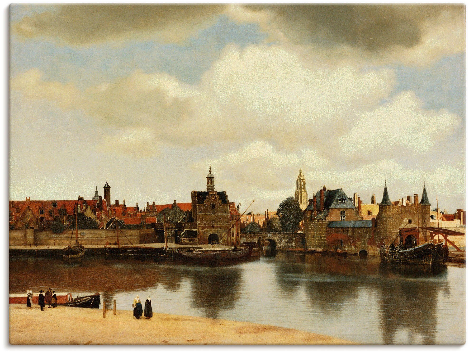 Artland Leinwandbild Ansicht der Stadt Delft. Um 1660, Niederlande (1 St), auf Keilrahmen gespannt