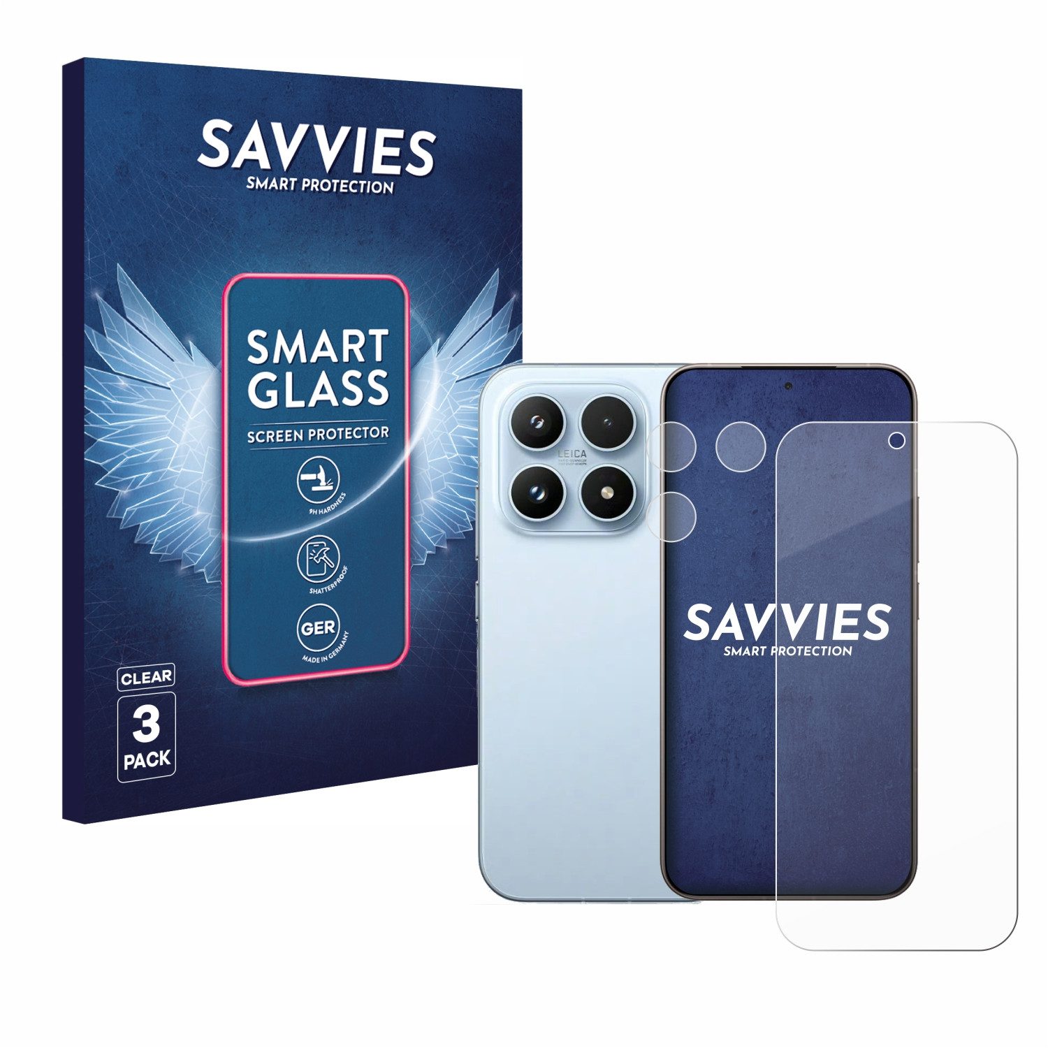 Savvies Displayschutzglas Schutzglas Panzer für Xiaomi 17 (Display+Kamera), 3 Stück, Schutzfolie Display Schutz Glas Folie klar