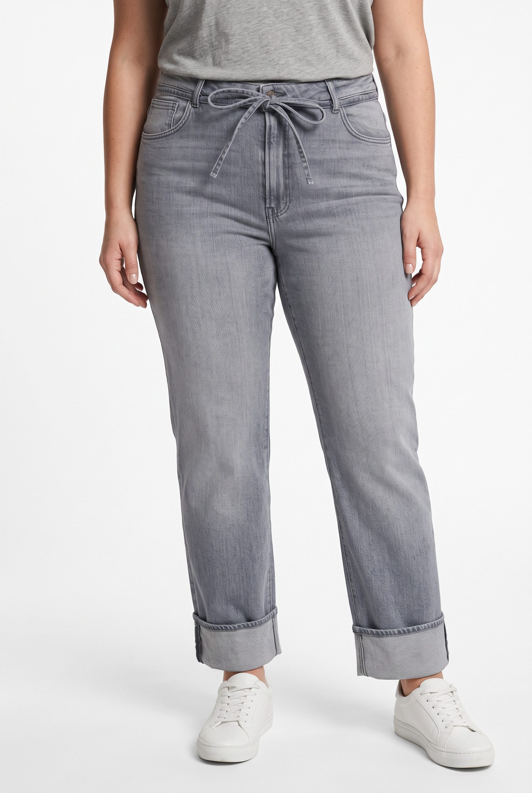 ONLY CARMAKOMA Straight-Jeans CARGIANNA MW FOLD UP STRAIGHT AZ752 Baumwollmischung, Regular Waist