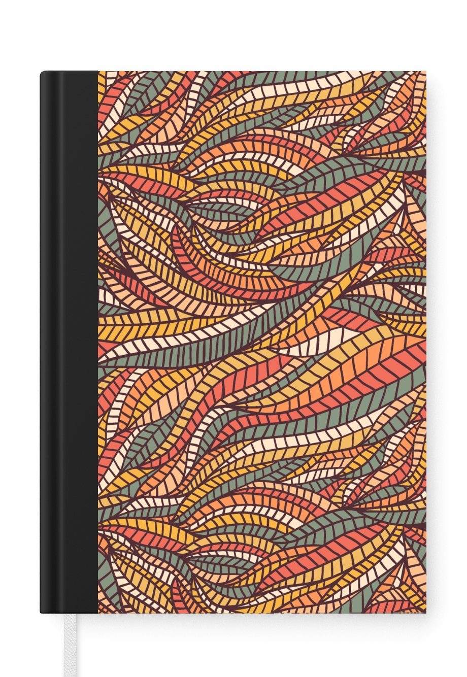 MuchoWow Notizbuch Blätter - Muster - Mosaik, Journal, Merkzettel, Tagebuch, Notizheft, A5, 98 Seiten, Haushaltsbuch